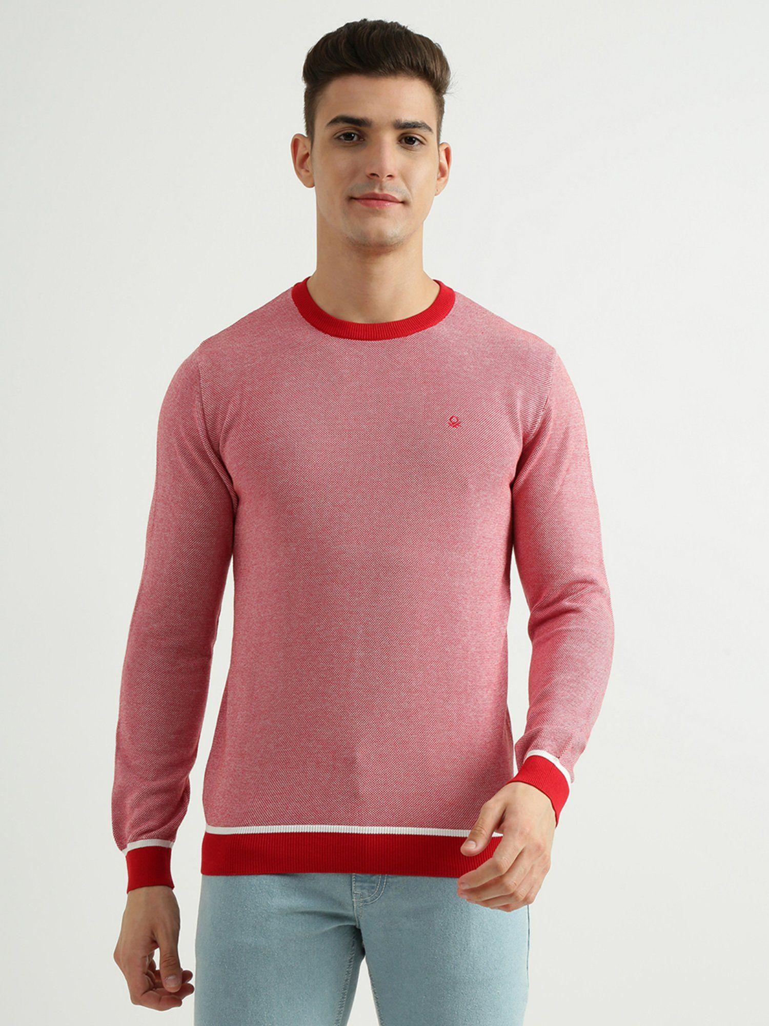 Mens Long Sleeve Sweater-Pink