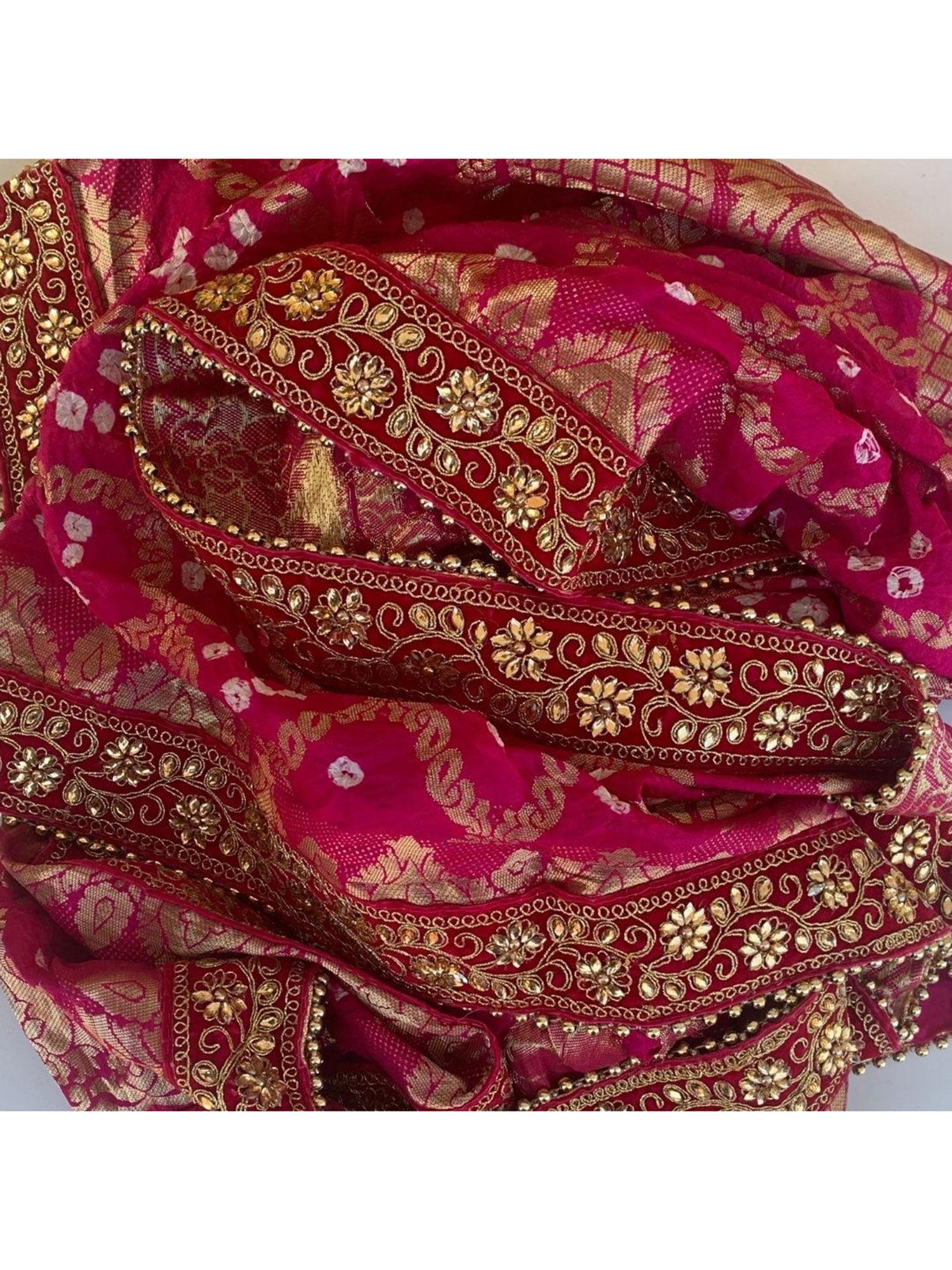 Traditional Bridal Pink Bandhej Dupatta