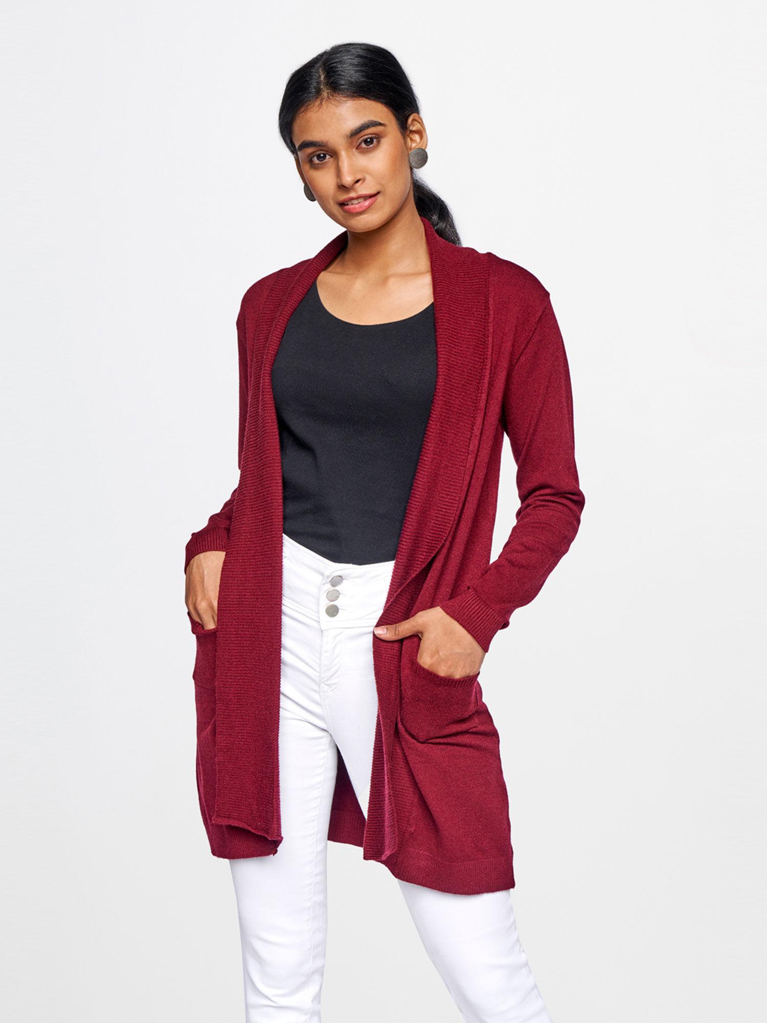 Red Solid Straight Shrug