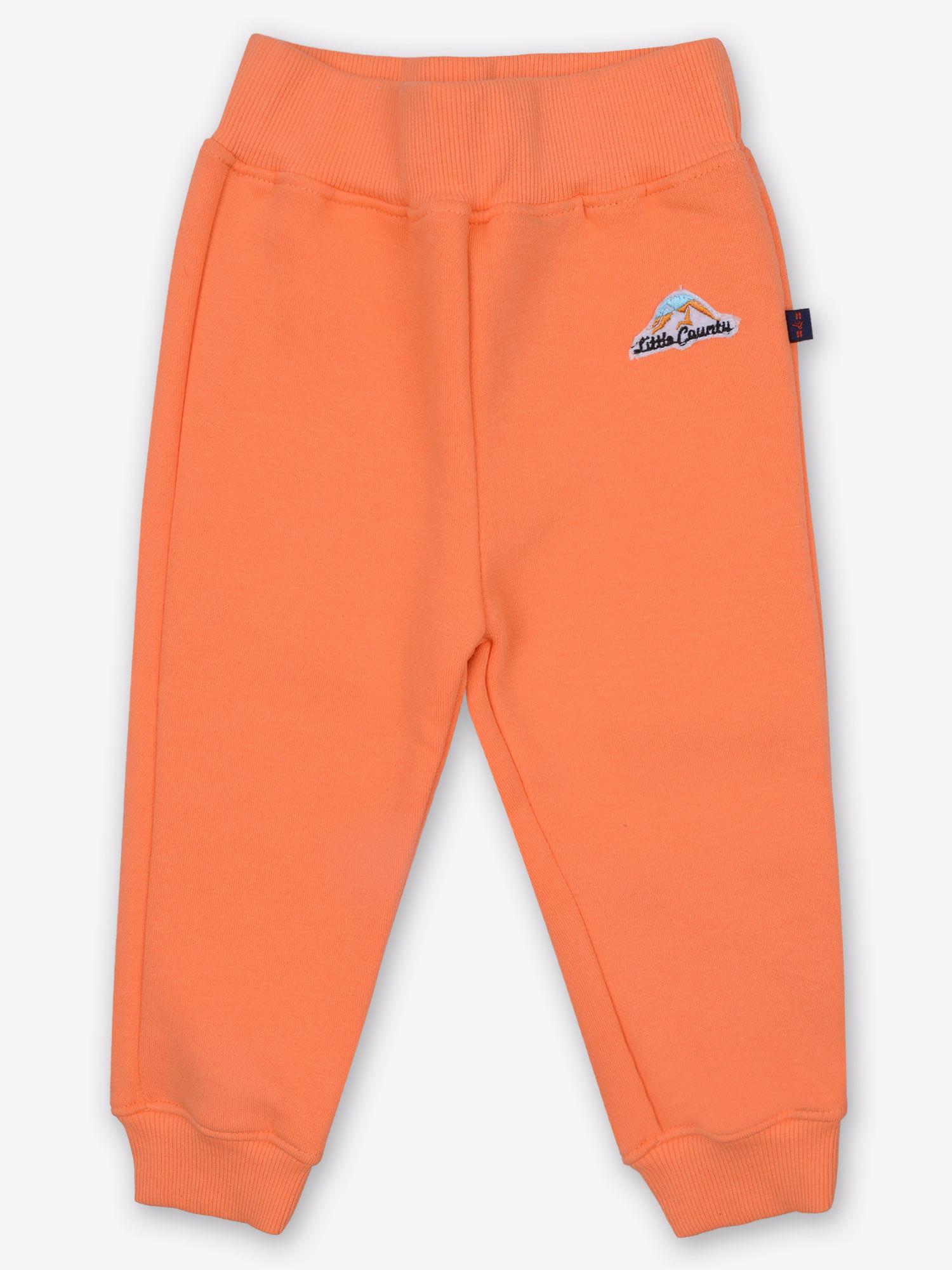 Boys Solid Joggers Track Pant - Peach