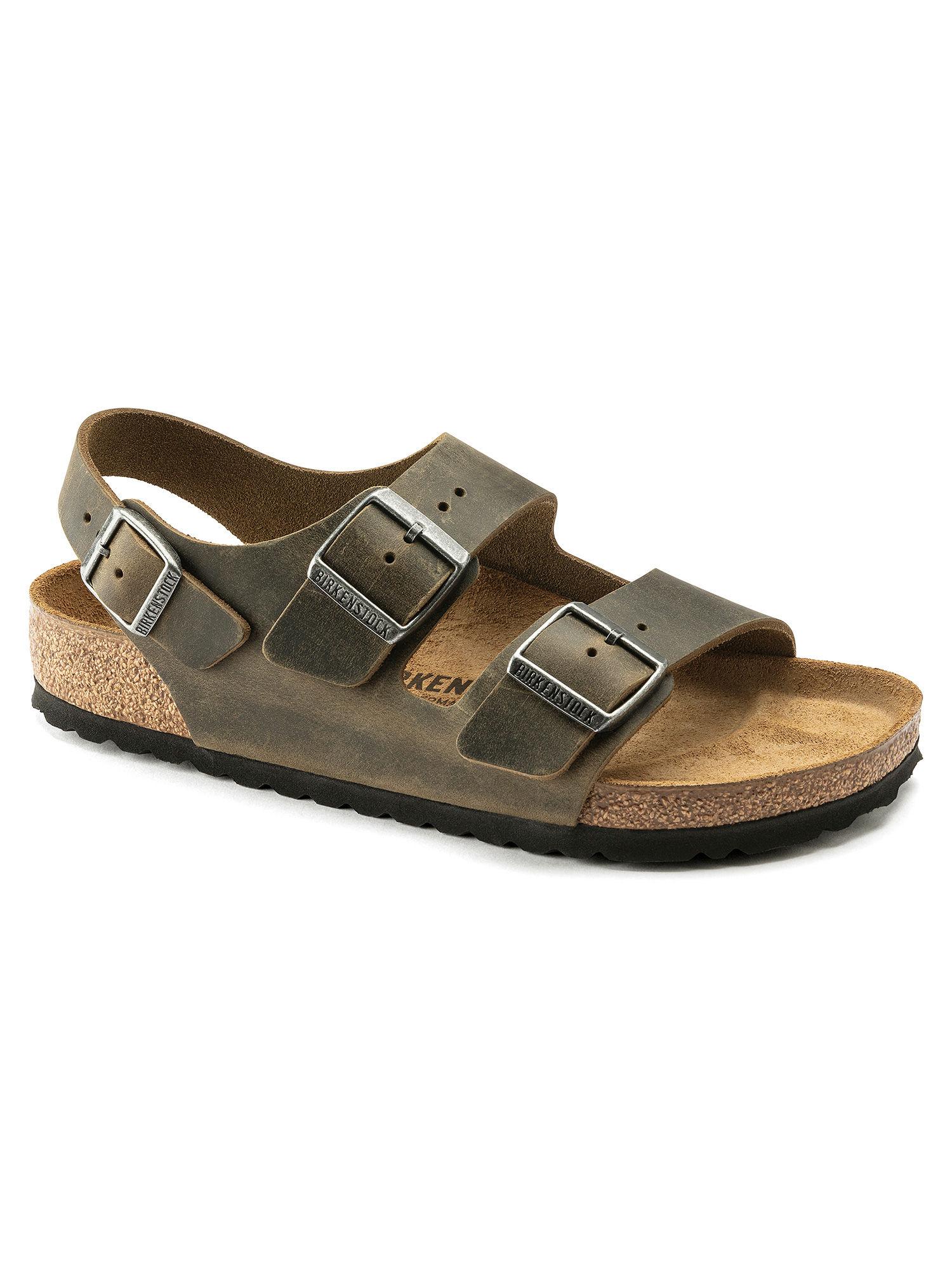 Milano Oiled Leather Green Regular Width Unisex Sandals