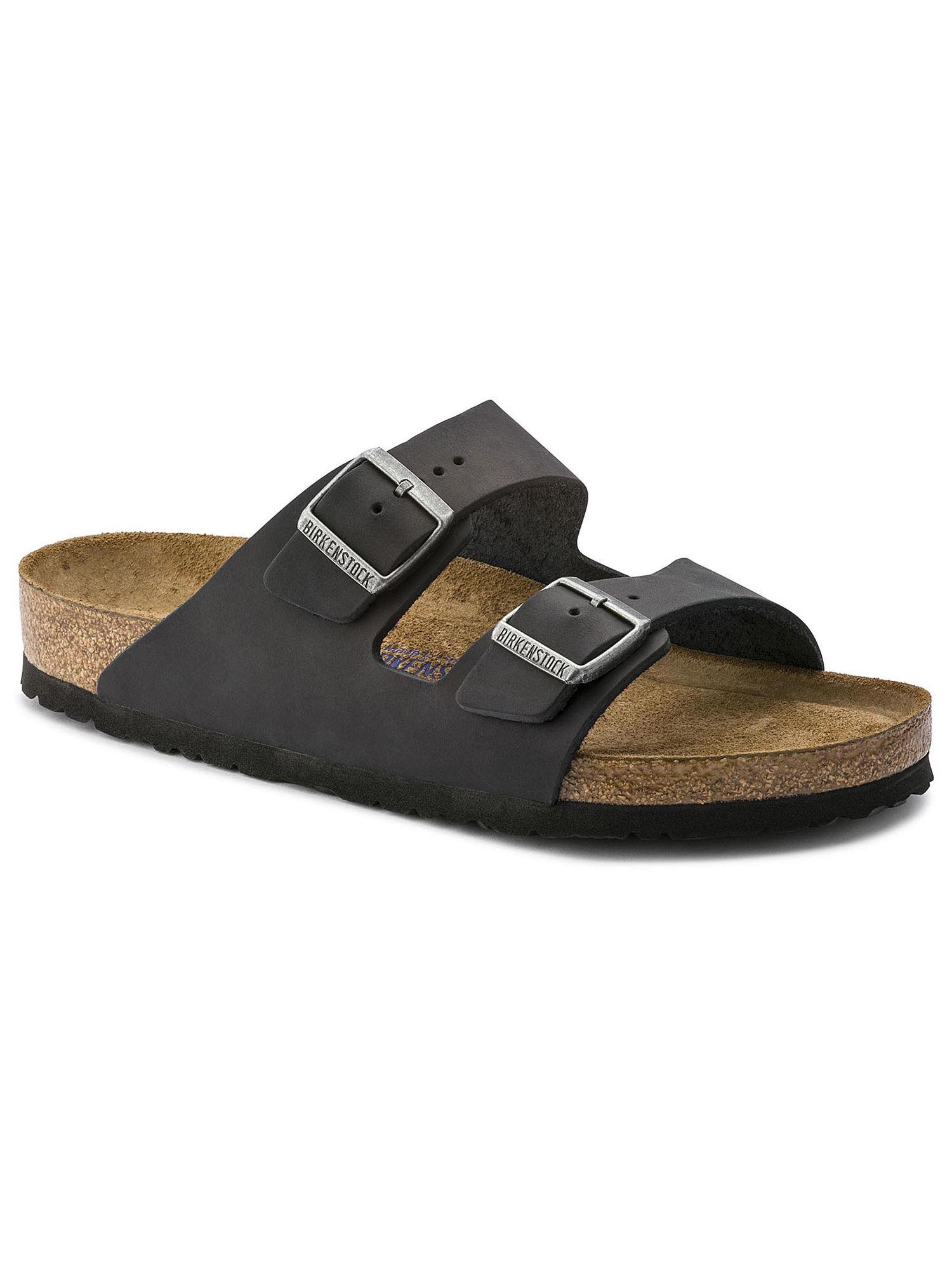 Arizona Soft Footbed Oiled Nubuck Leather Black Regular Width Unisex Sandals