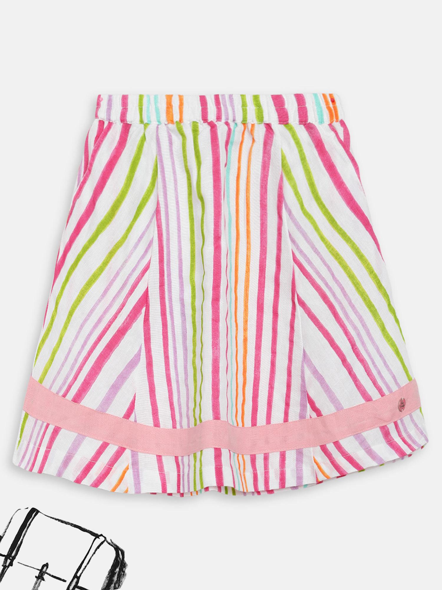 Multi-Color Stripes Printed Skirt