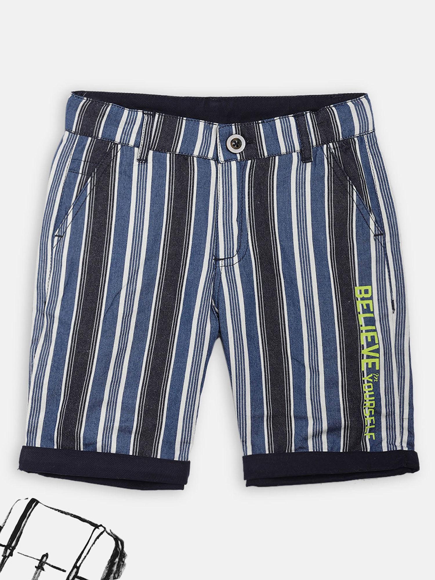 Navy Blue Striped Shorts