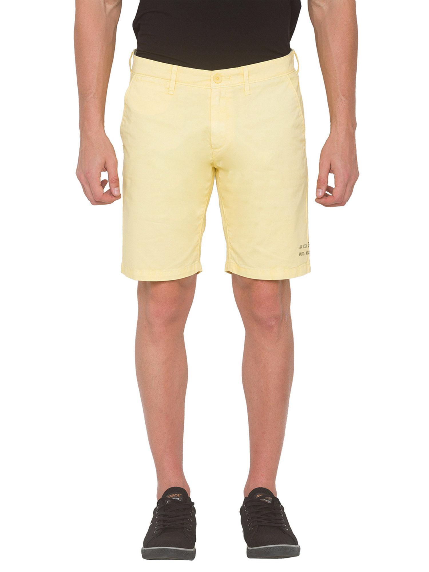 men-yellow-regular-fit-shorts