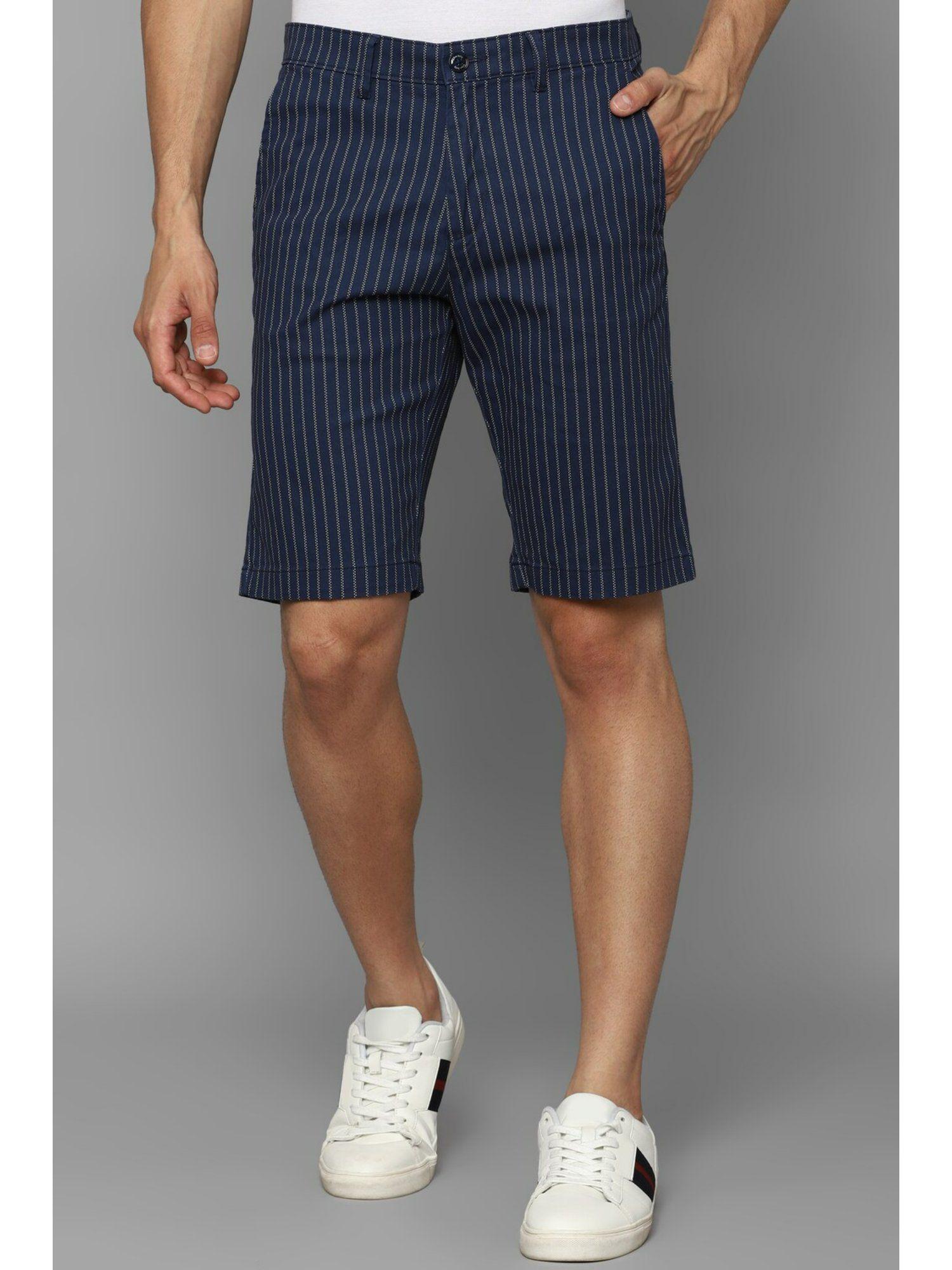 Men Navy Stripe Slim Fit Shorts