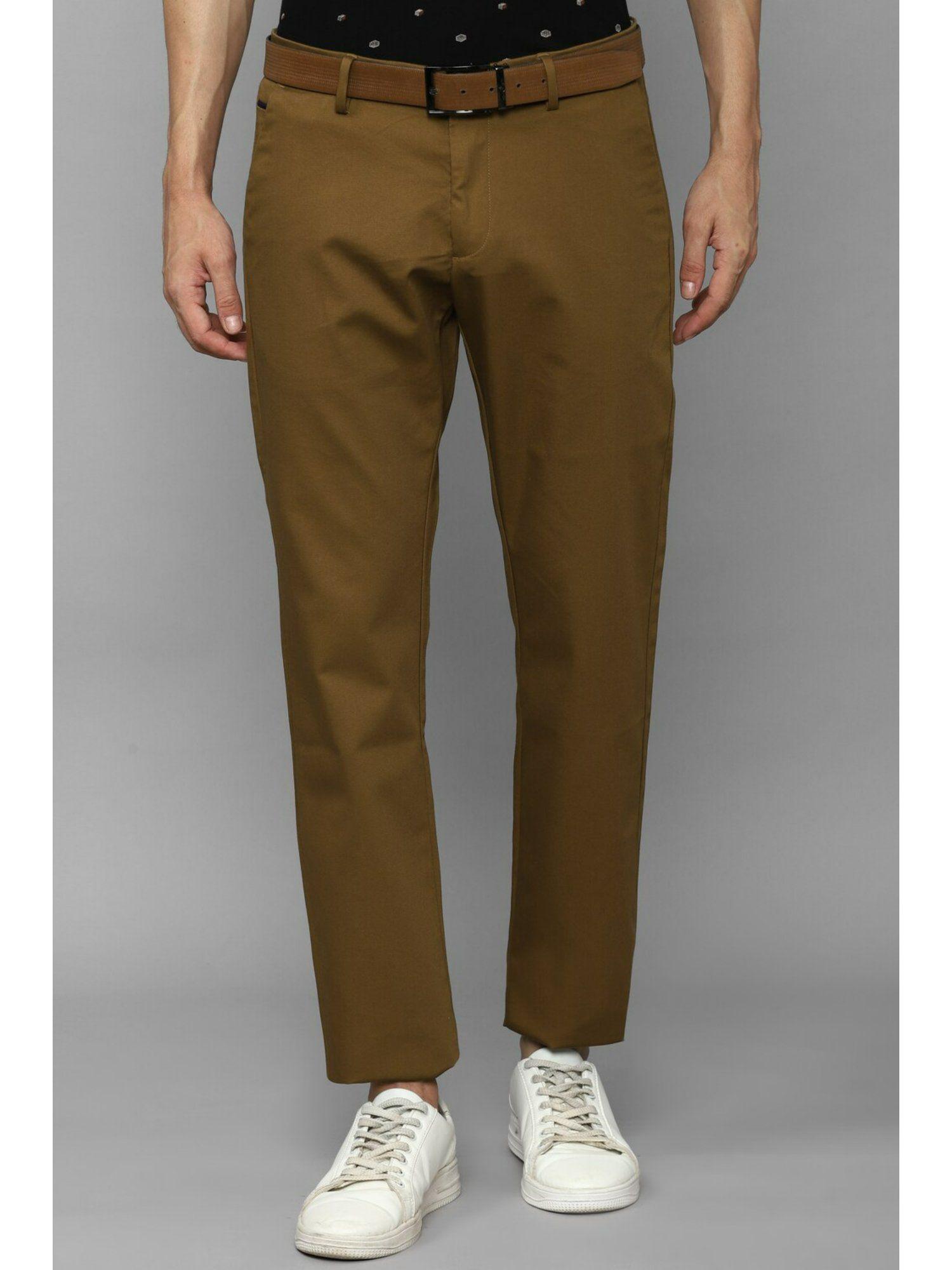 men-brown-slim-fit-solid-casual-trousers