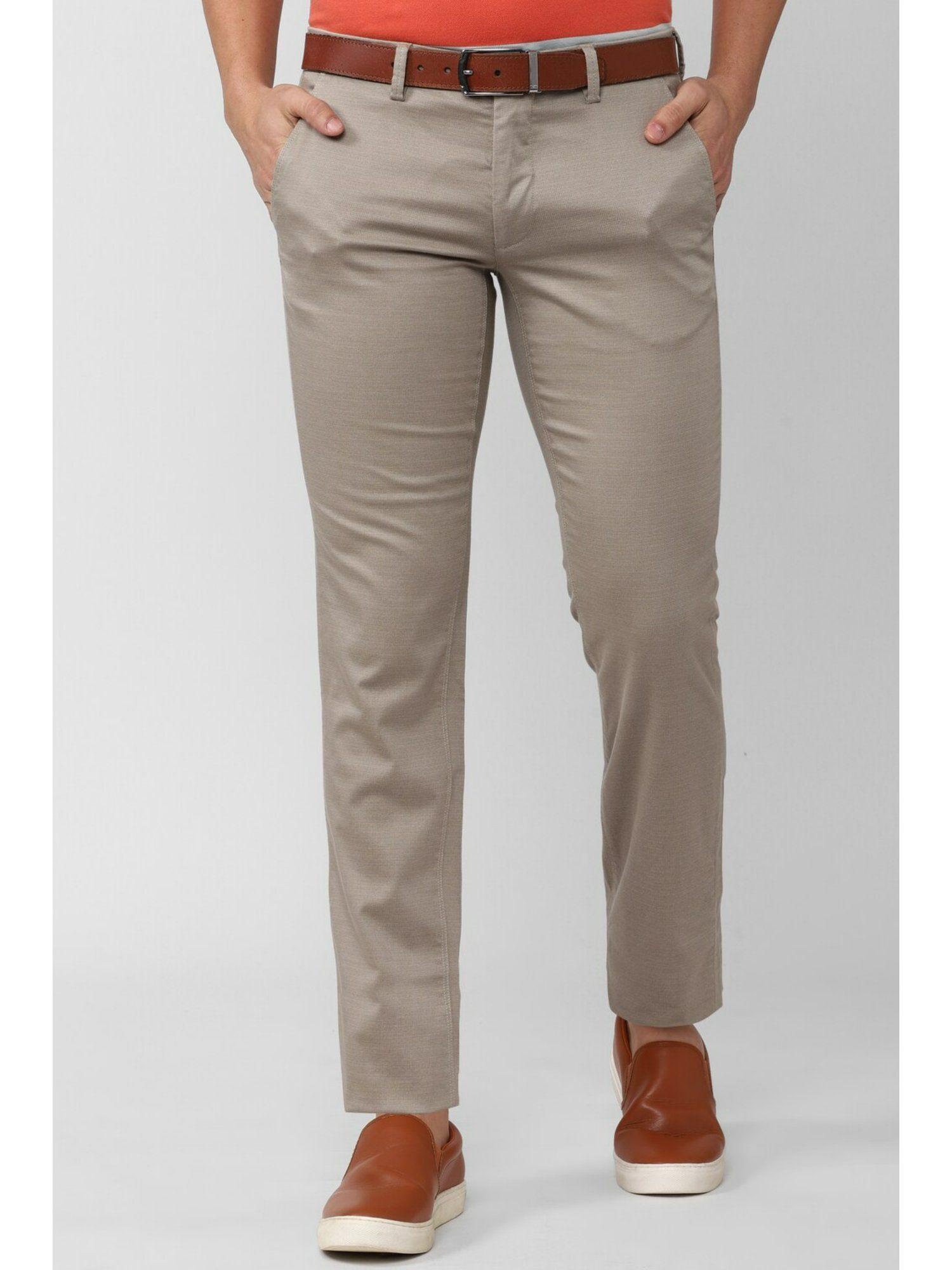 men-beige-textured-slim-fit-trousers