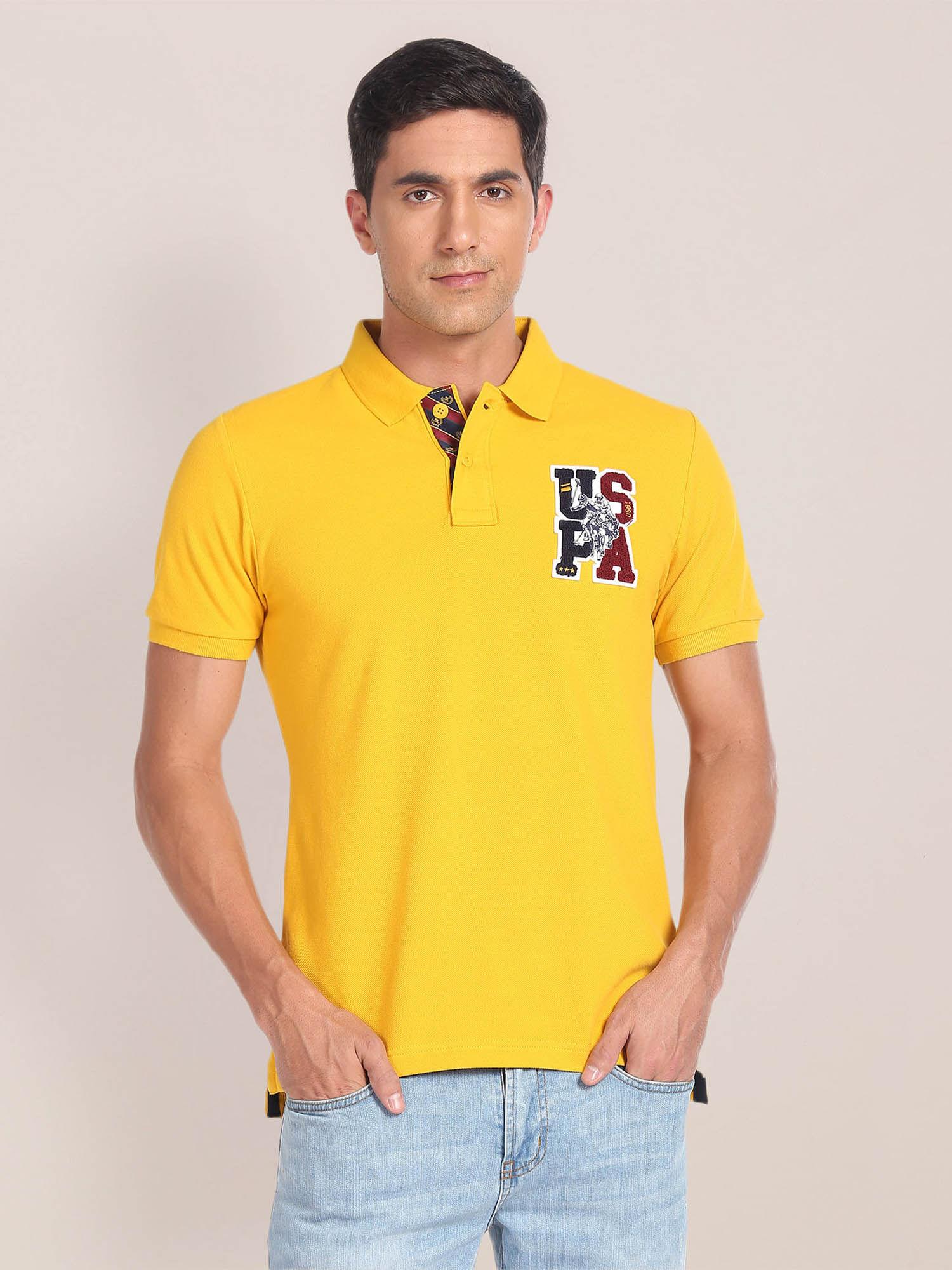 Brand Applique Pique Polo T-Shirt