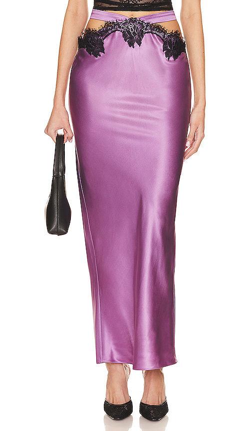 Long Silk And Lace Cutout Skirt