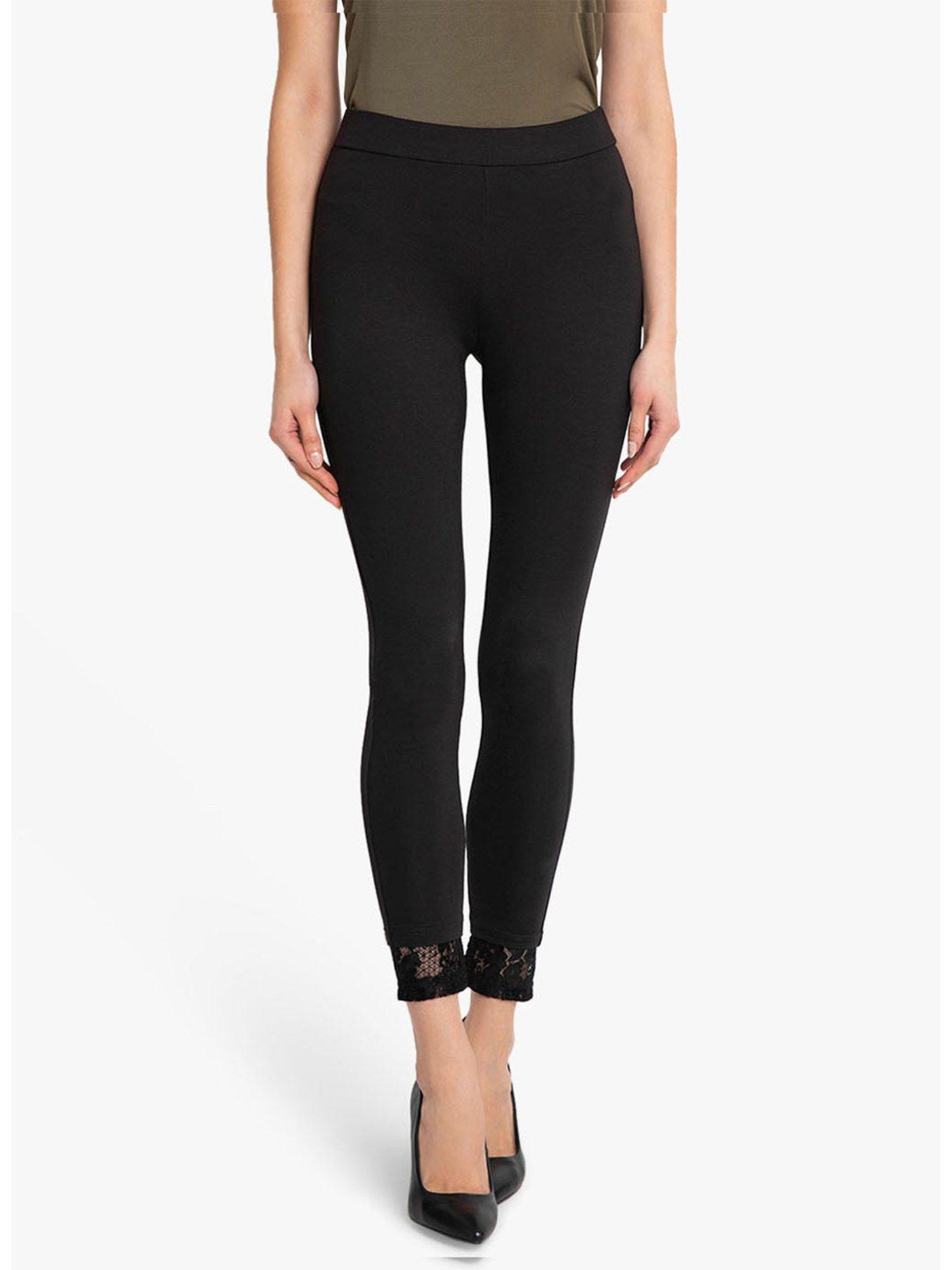 Black Skinny Jegging with Lace at The Hem