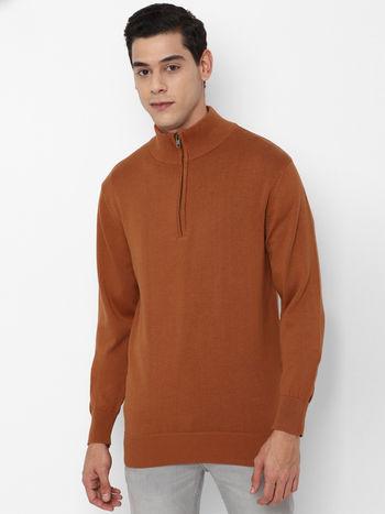 brown-solid-sweater