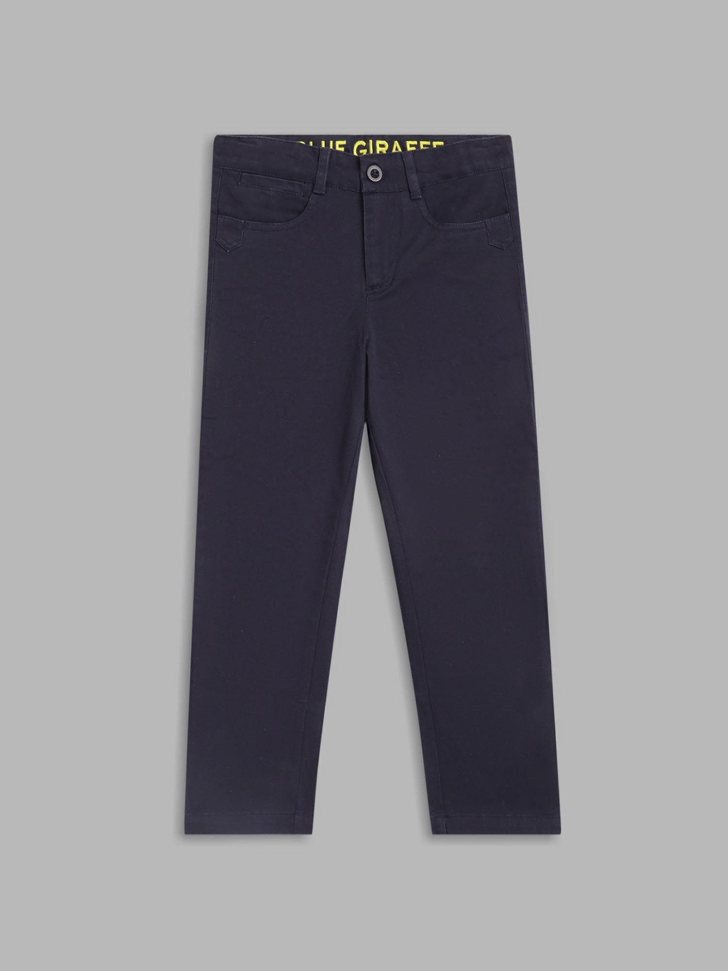 Boys Navy Solid Trousers