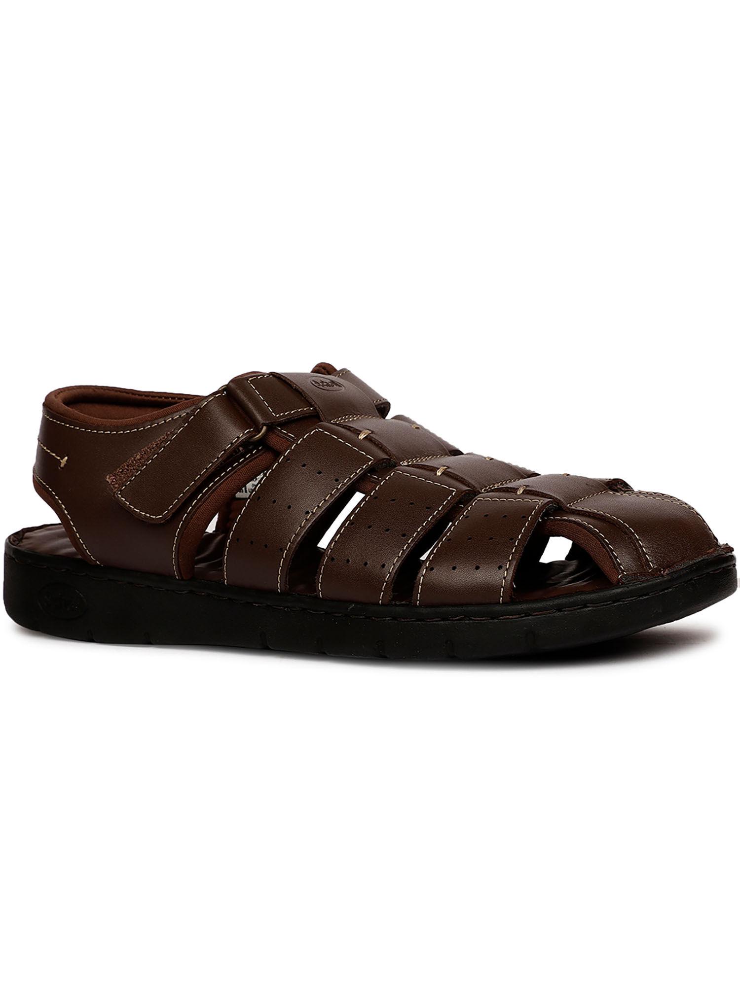 Men Brown Velcro Sandals