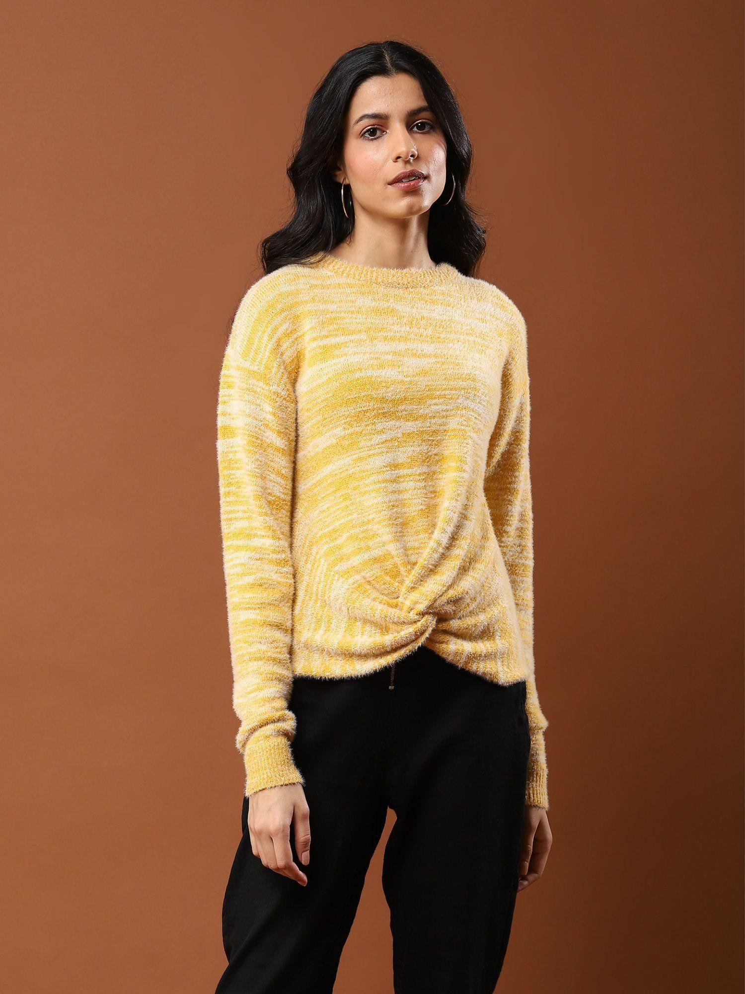 Yellow Textured Knot Sweater