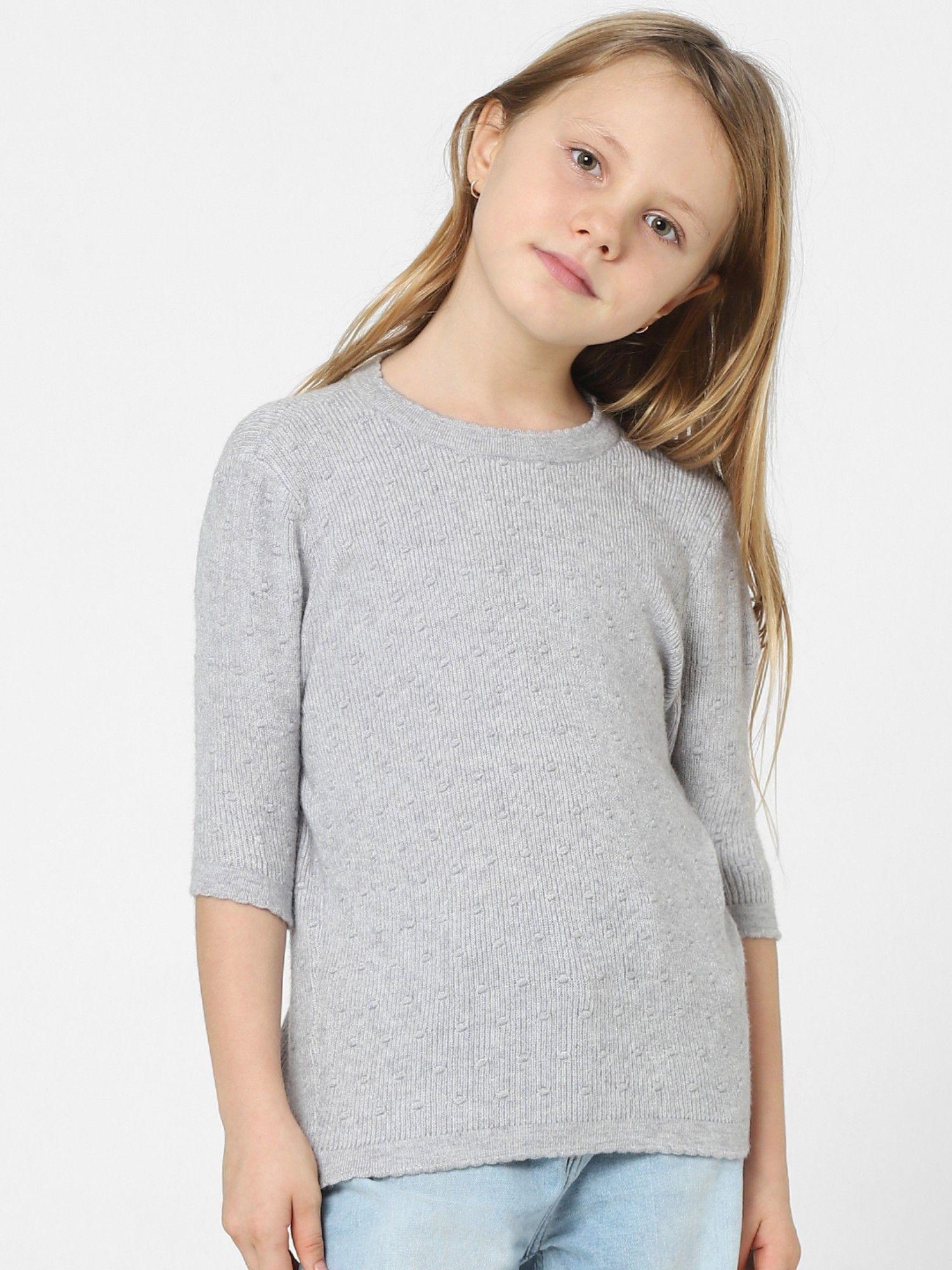 girls-self-design-grey-sweater