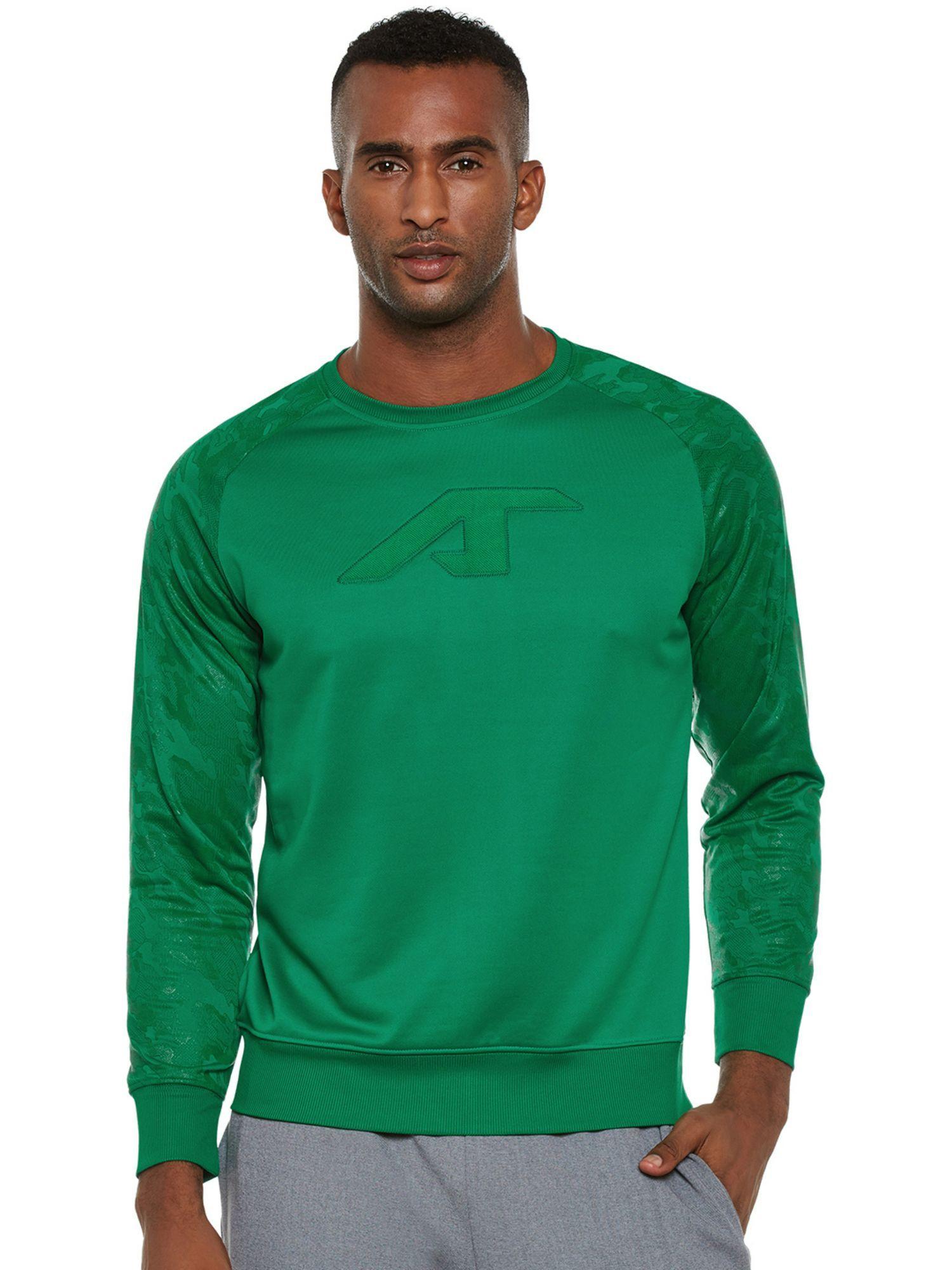 Men Green Solid Sweatshirt