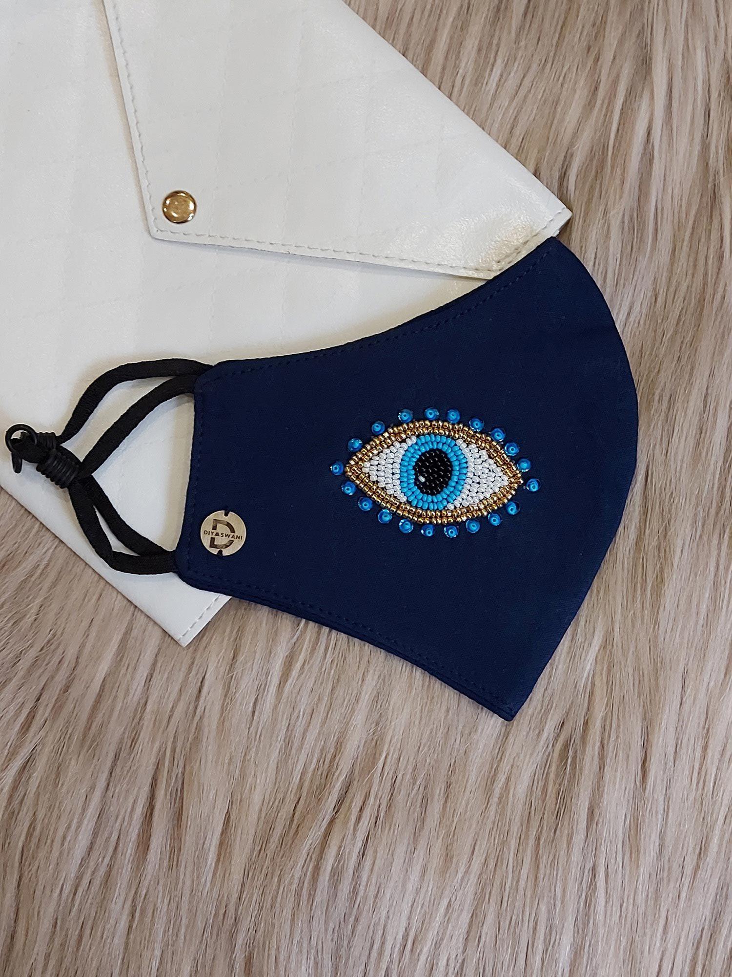 Navy Blue Evil Eye Mask (One Sided)