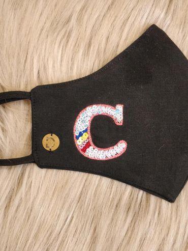 Black Letter C With Rainbow Mask Only