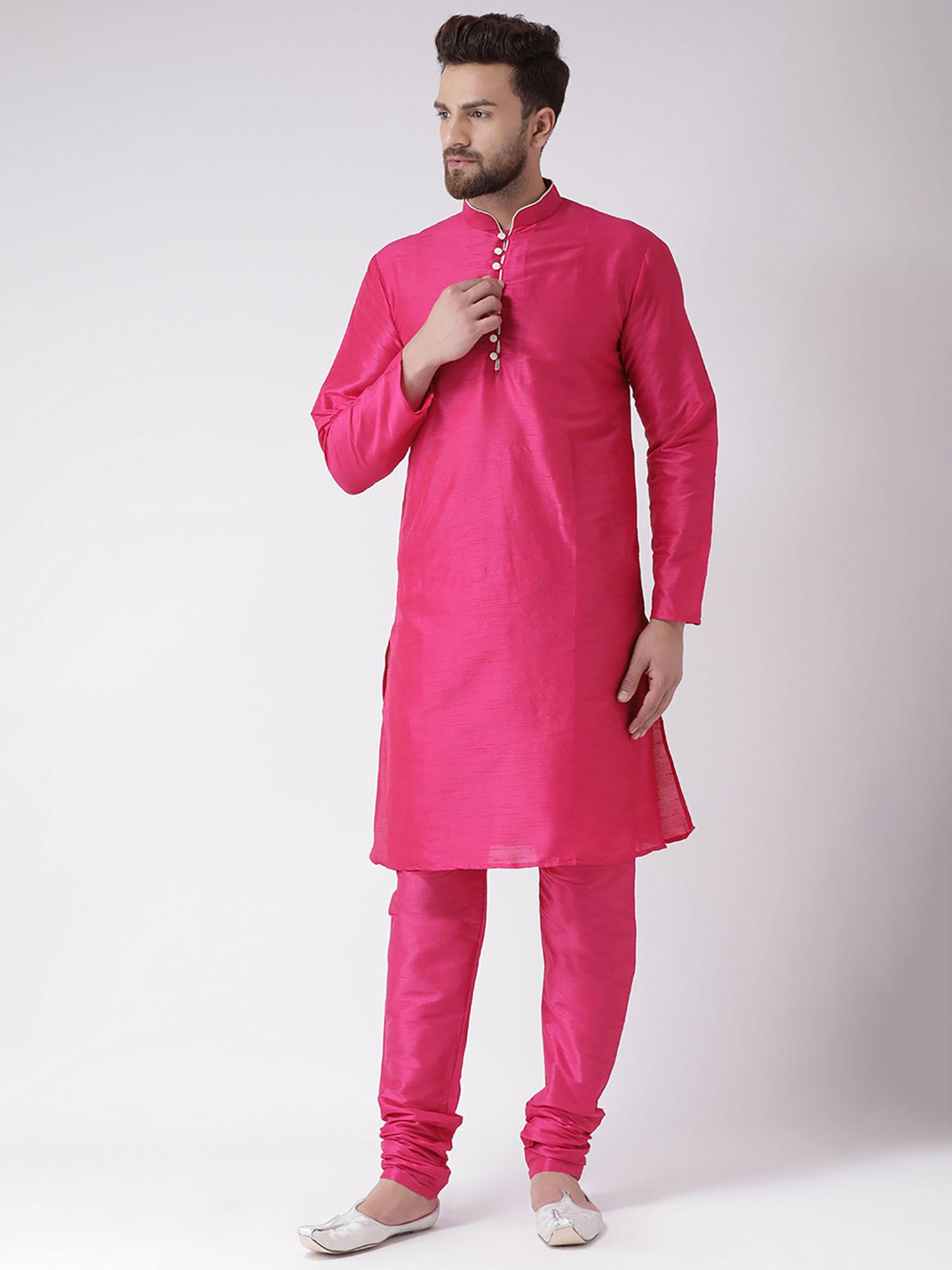 pink-2-pics-silk-kurta-set