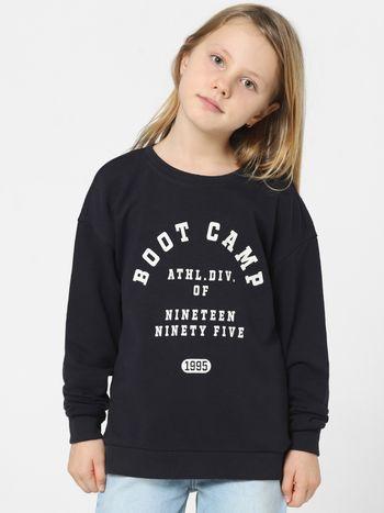 Girls Typography Black Sweatshirt