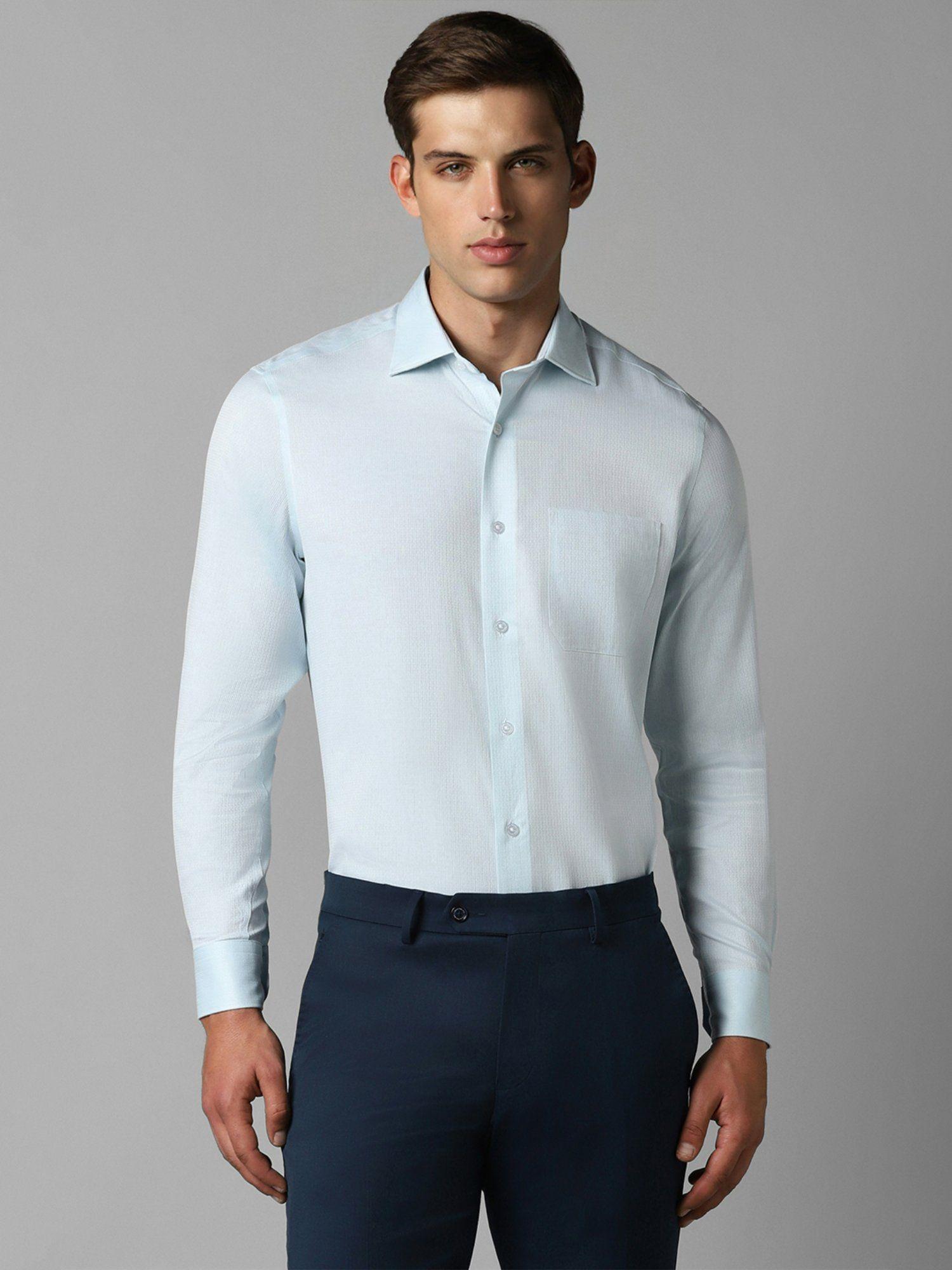 men-blue-classic-fit-textured-full-sleeves-formal-shirt