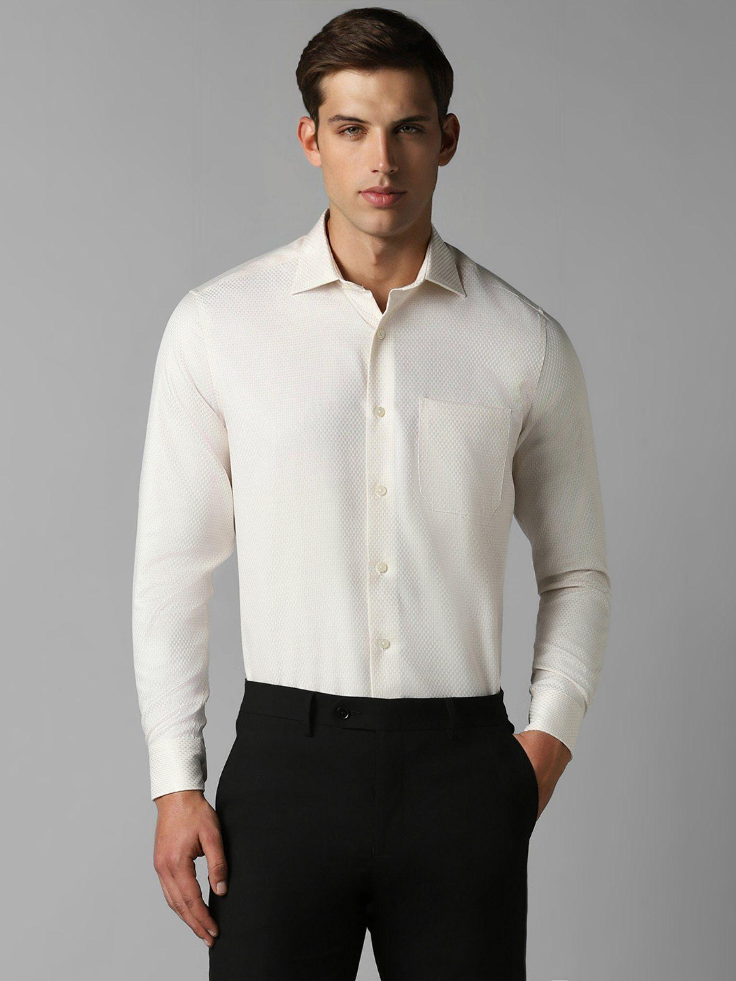 men-cream-classic-fit-textured-full-sleeves-formal-shirt
