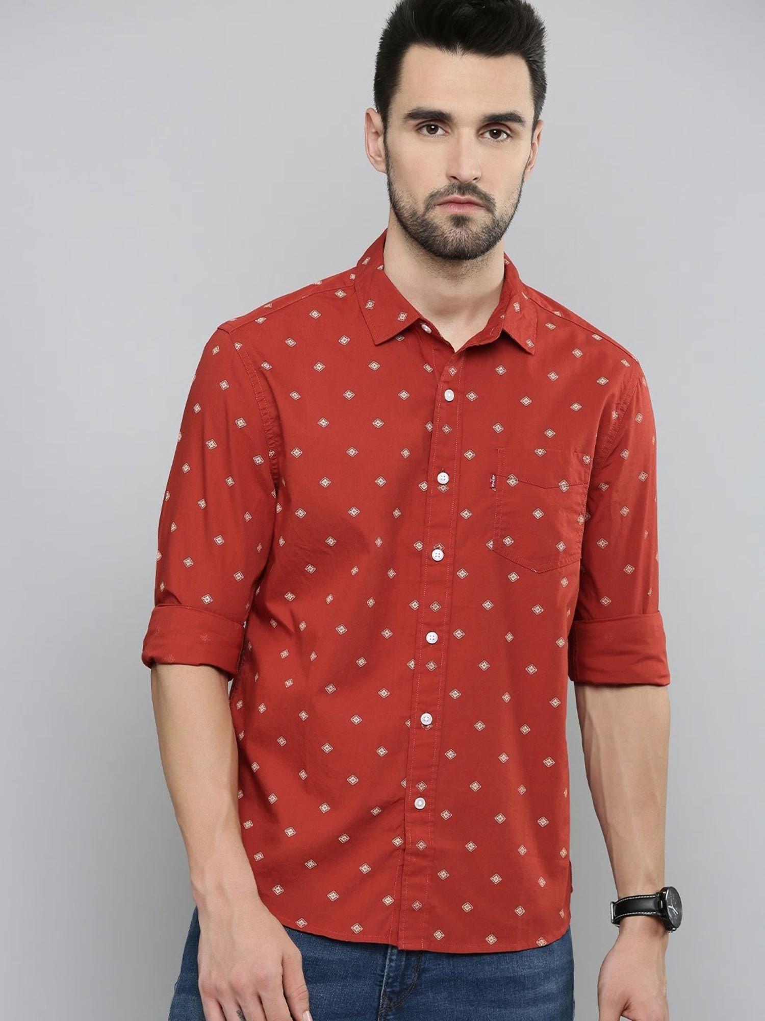 men-red-collar-neck-shirt