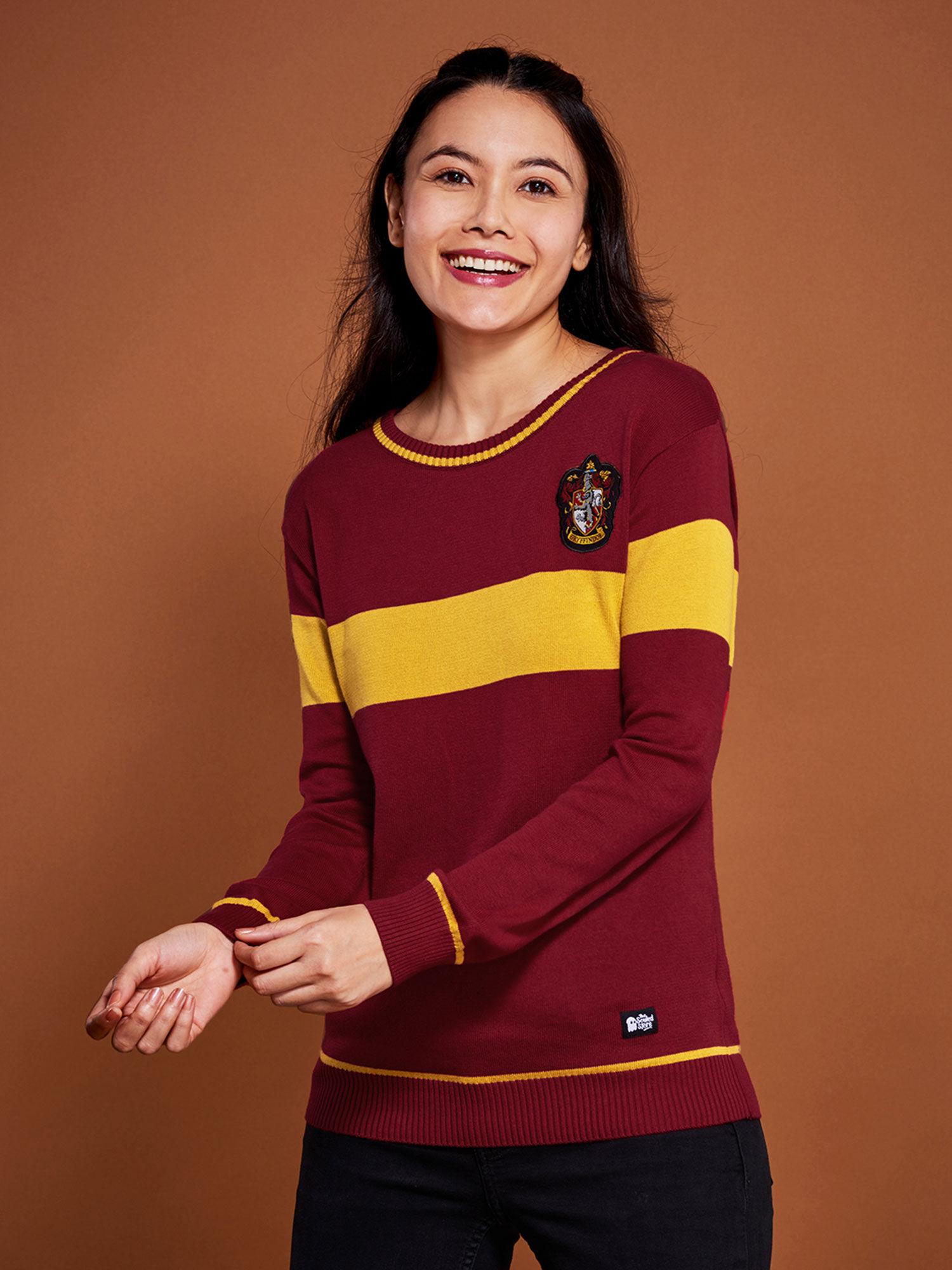 official-harry-potter:-gryffindor-sigil-printed-red-knitted-sweaters