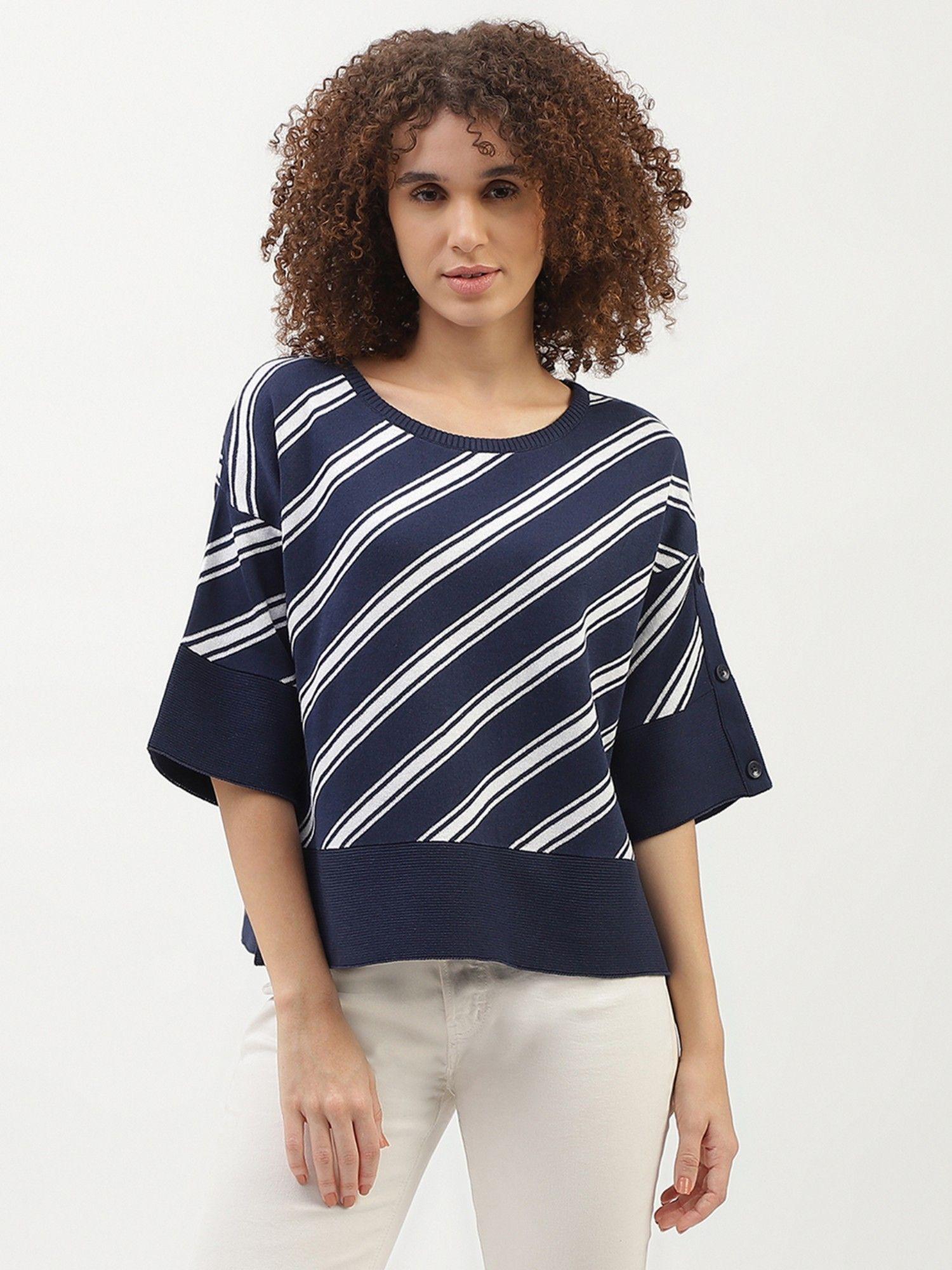 navy-blue-regular-fit-round-neck-striped-pattern-sweater