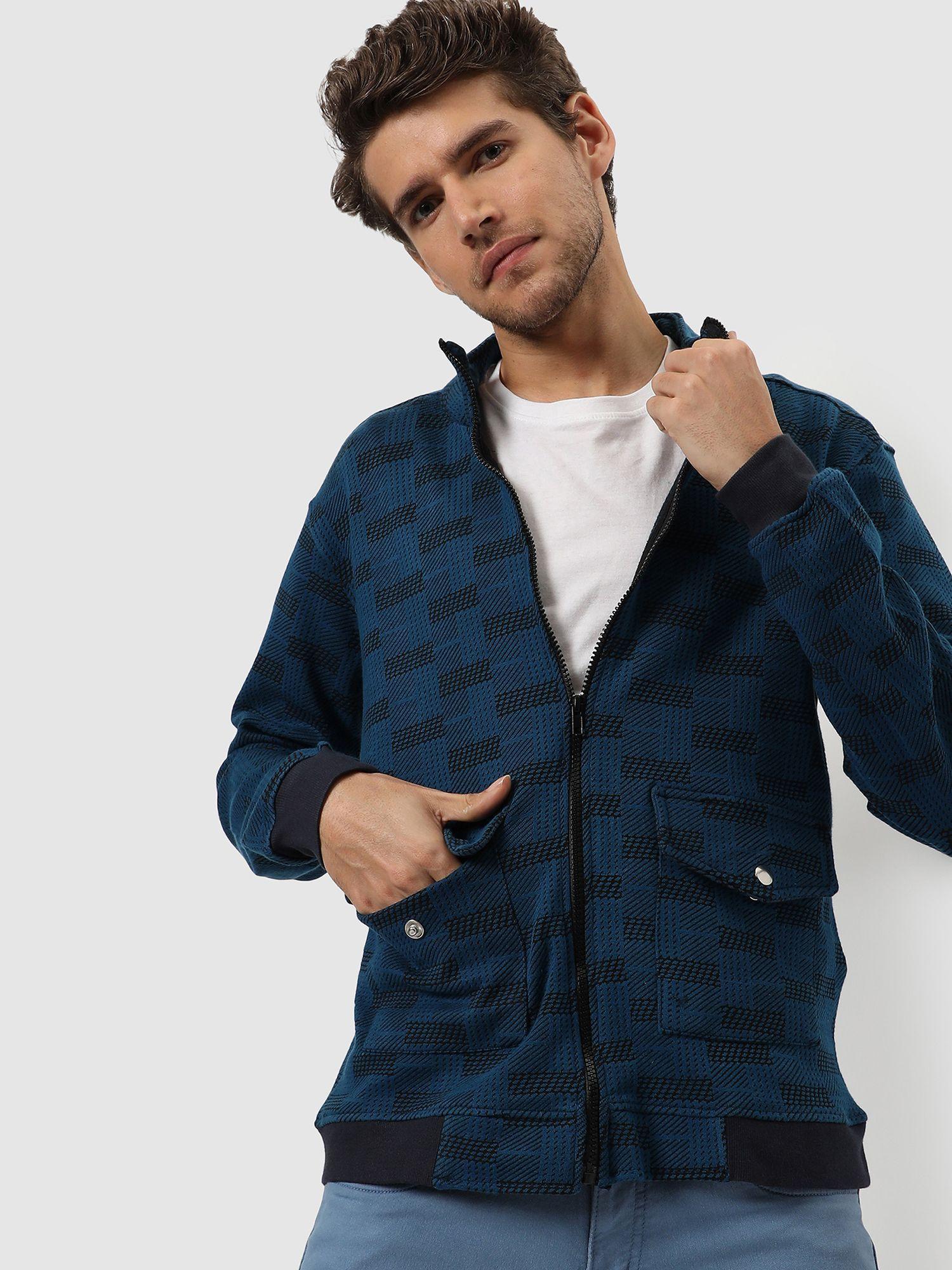checked-stylish-casual-zip-front-jacket