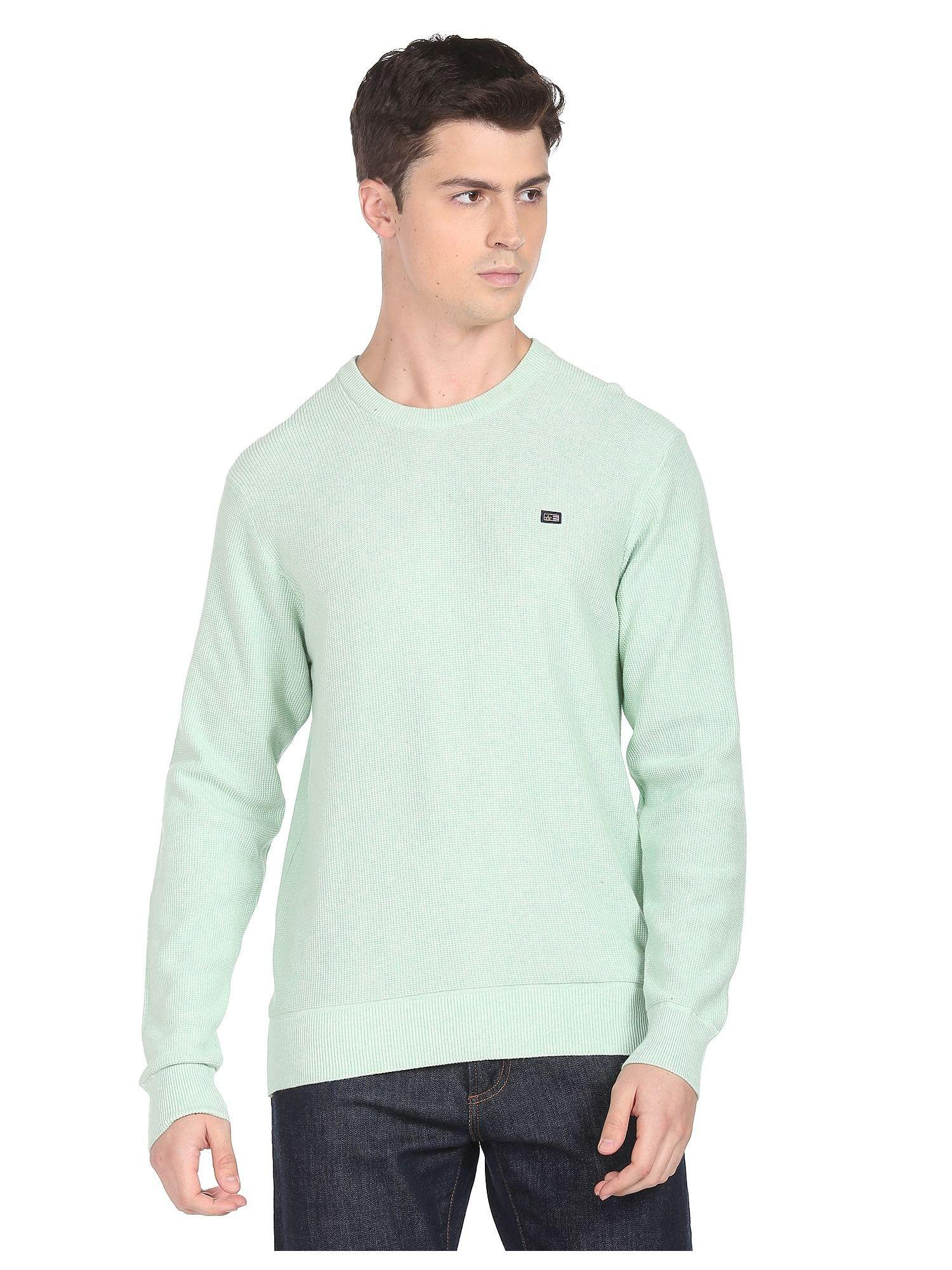 men-light-green-crew-neck-patterned-knit-sweater