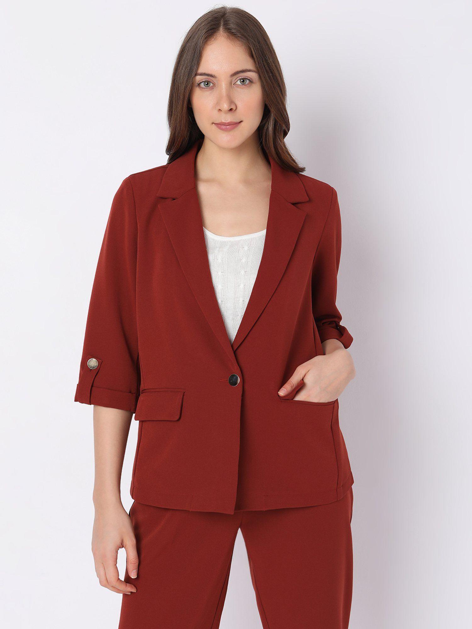 women-maroon-casual-blazer