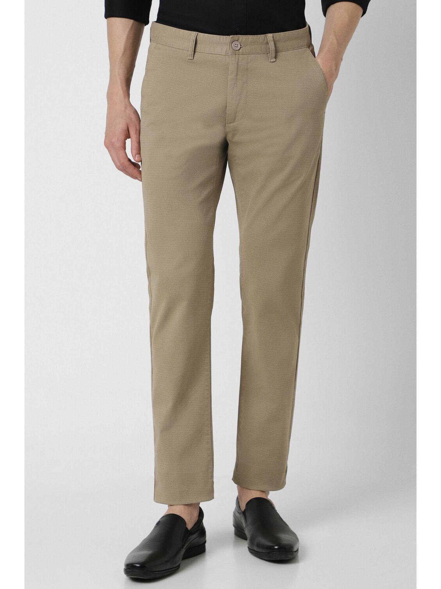 men-khaki-textured-slim-fit-trousers