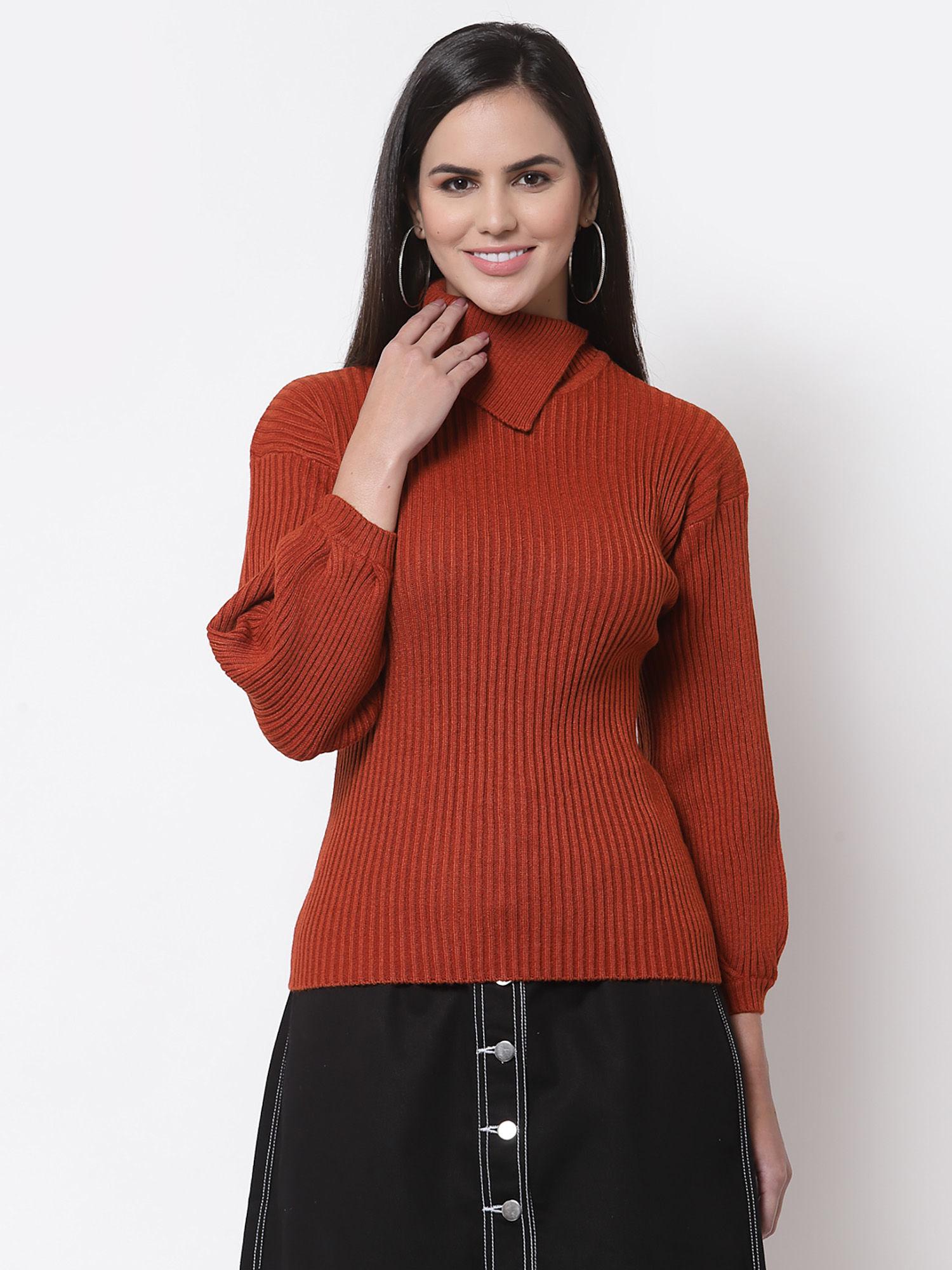 women-brown-solid-sweater