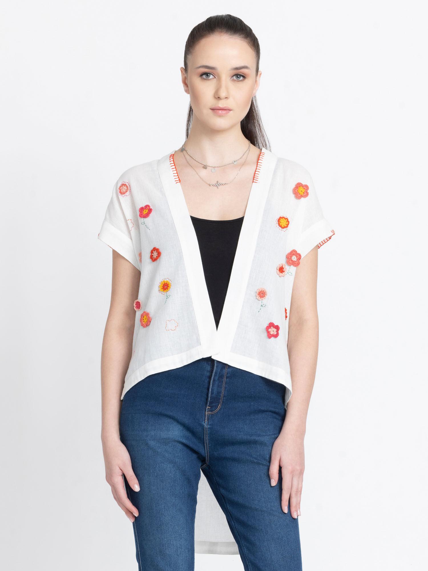 women-high-low-white-solid-short-sleeves-casual-shrug