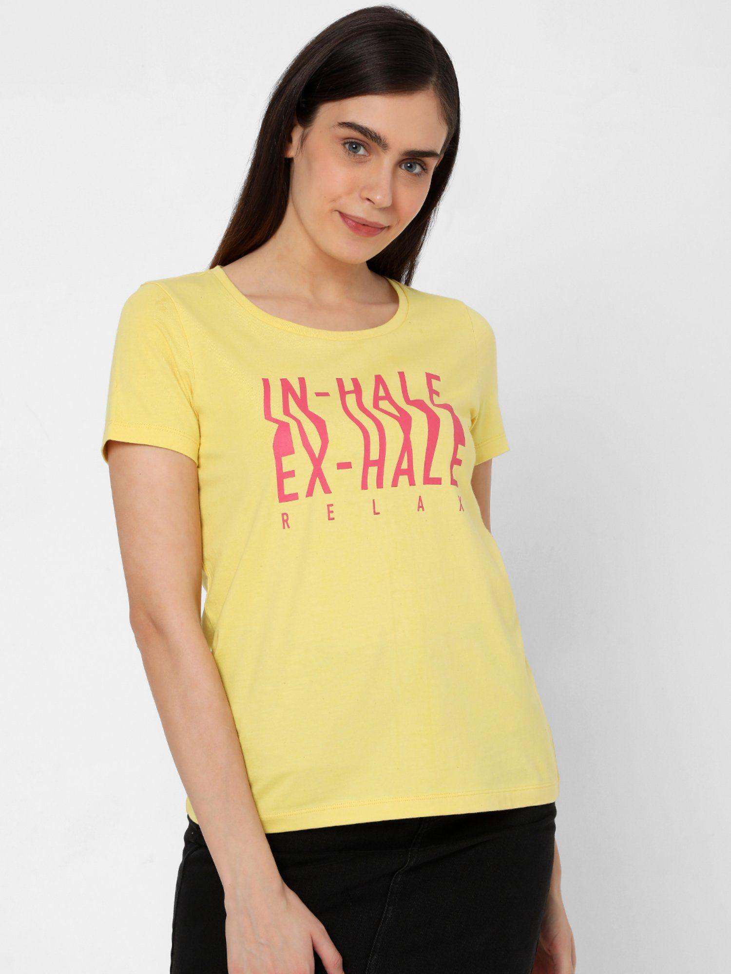 Women Casual Yellow T-Shirt