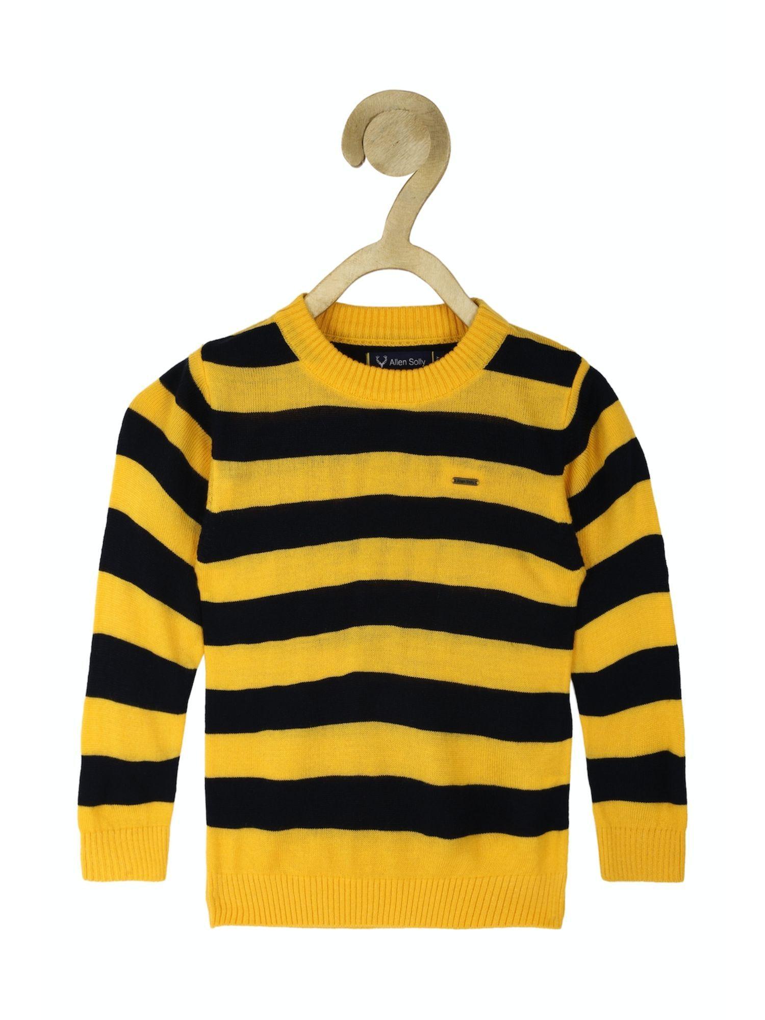 Boys Yellow Stripe Regular Fit Sweatshirt