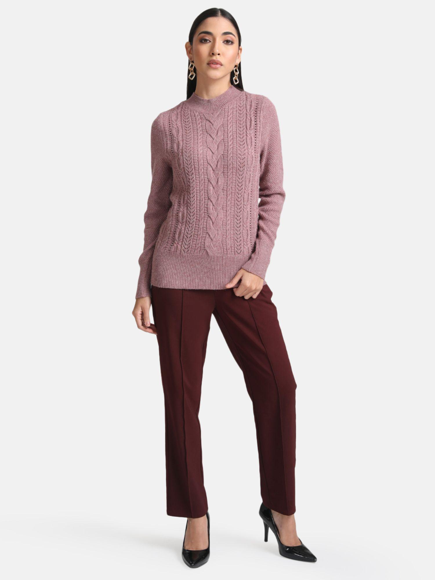 purple-cable-knit-high-neck-pullover