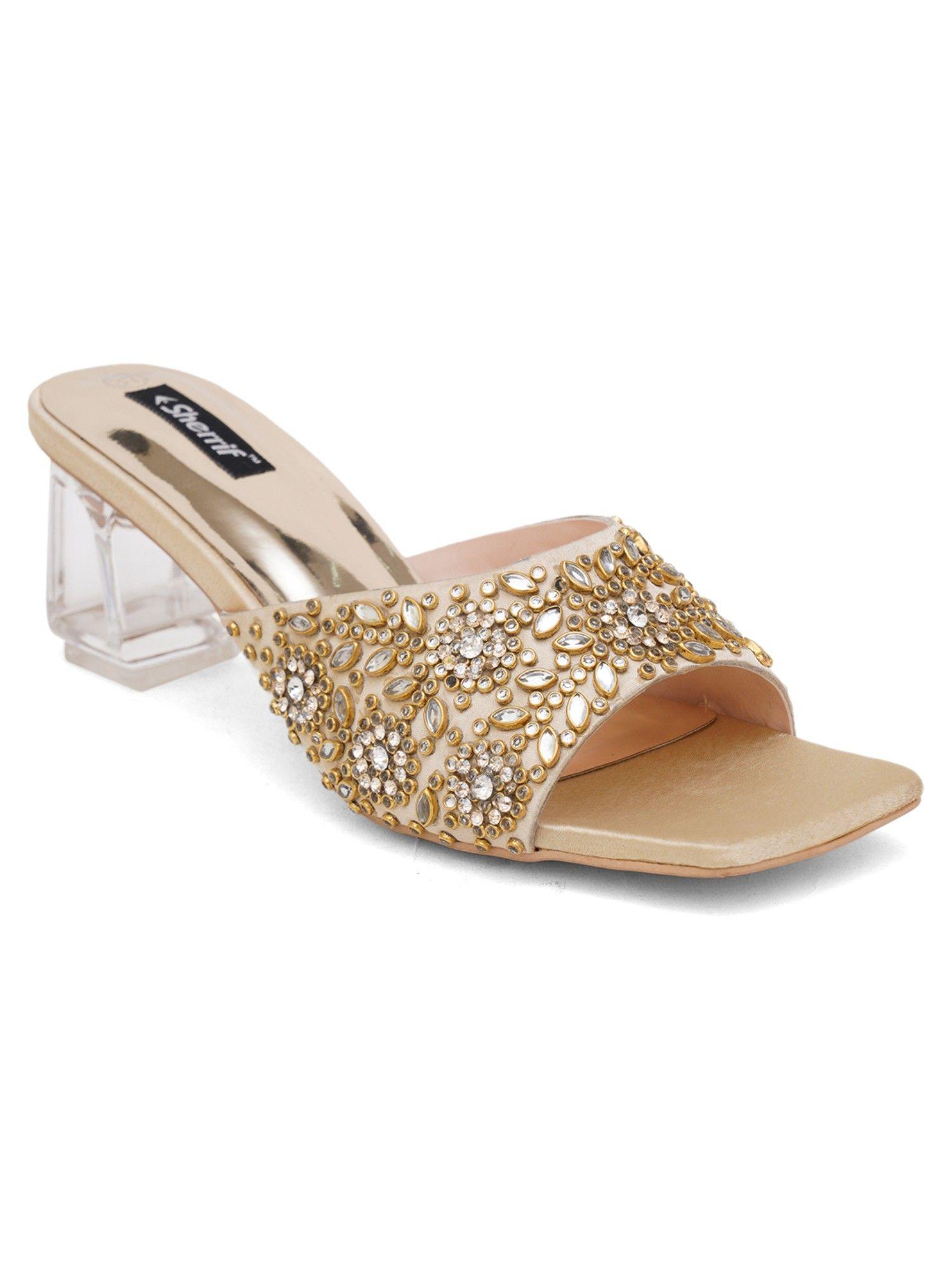 womens-golden-block-heel-sandals