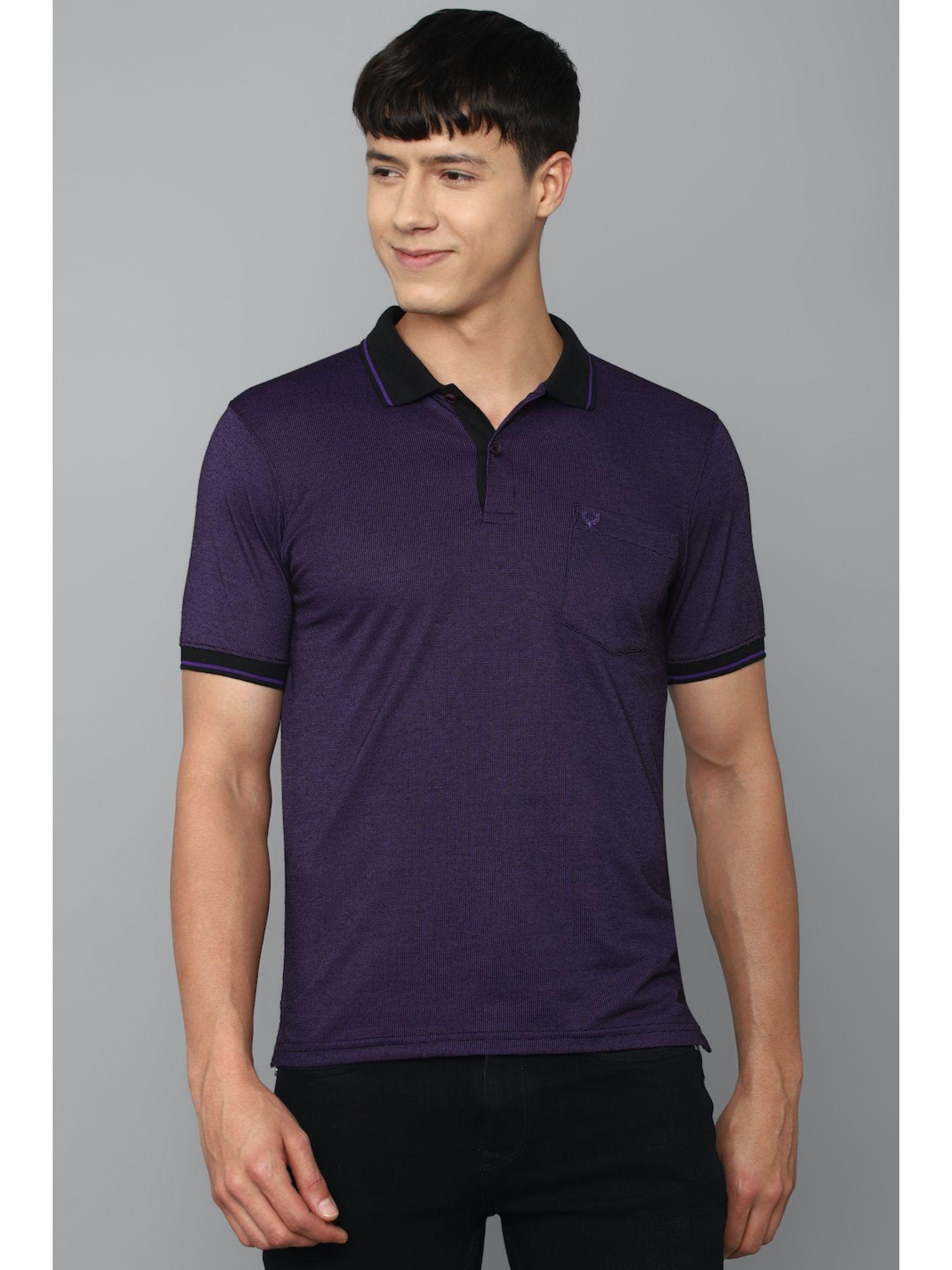 men-purple-textured-polo-neck-t-shirt