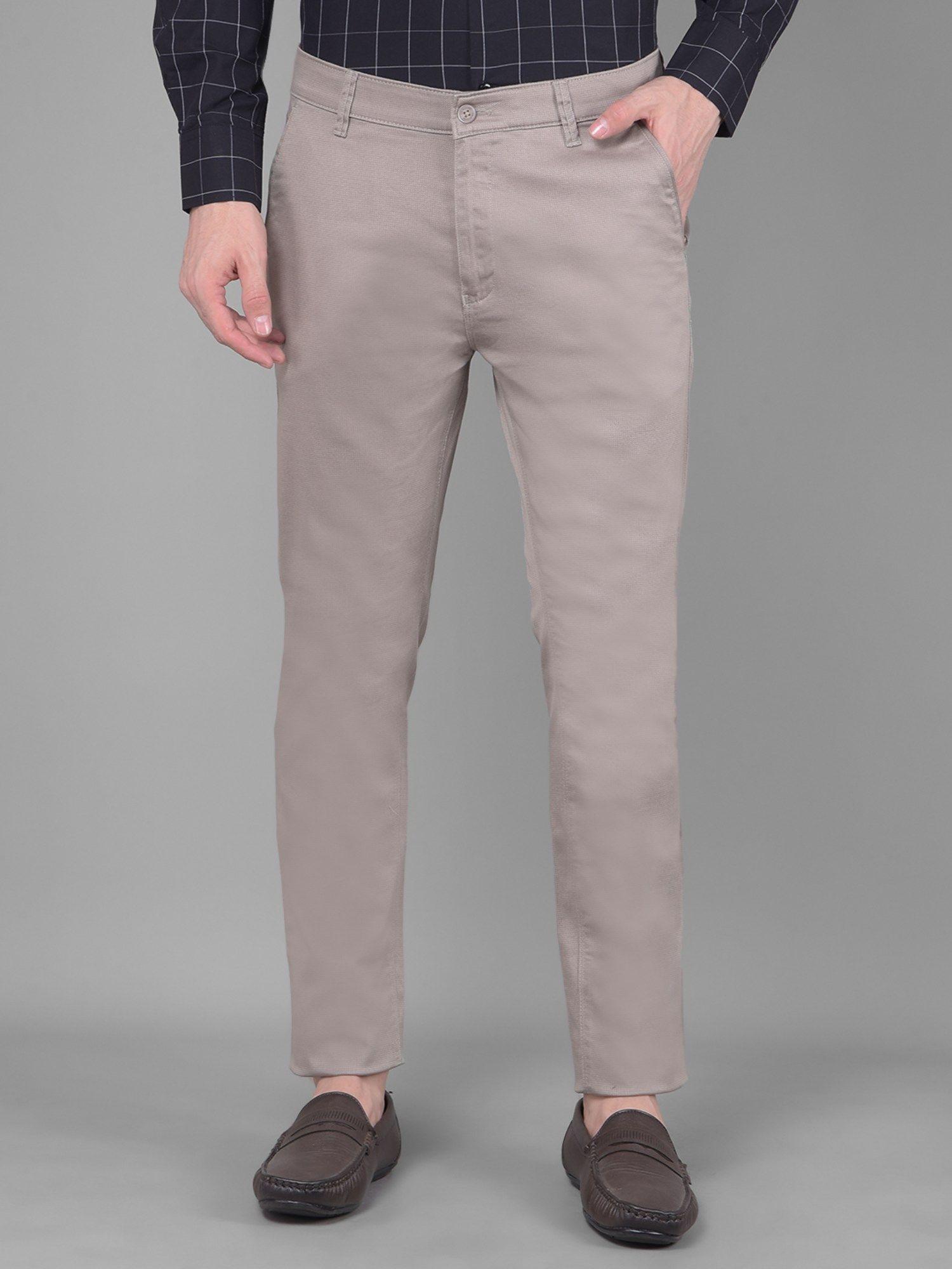 Mens Grey Self Design Trouser