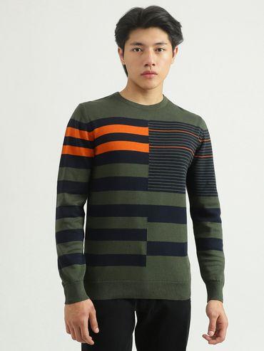 Mens Striped Sweater-Multi