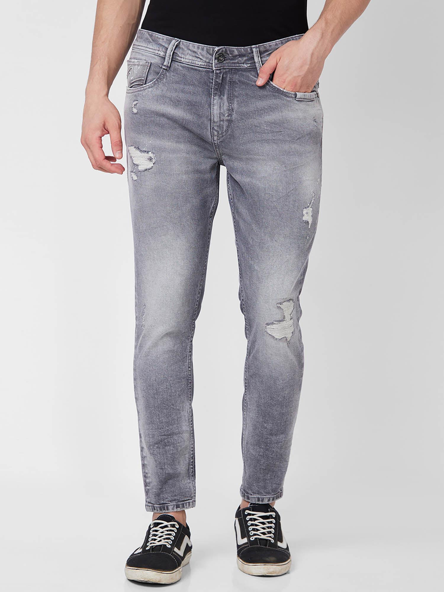 Mid Rise Grey Jeans for Men