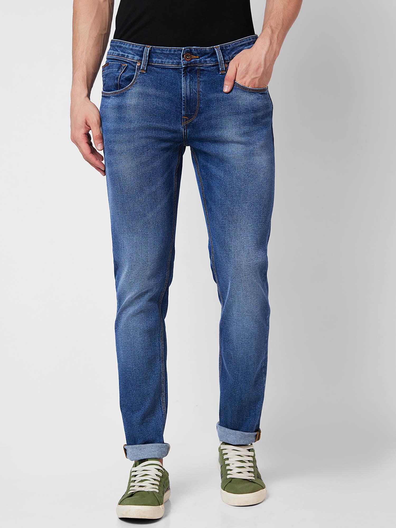 Low Rise Slim Fit Blue Jeans for Men