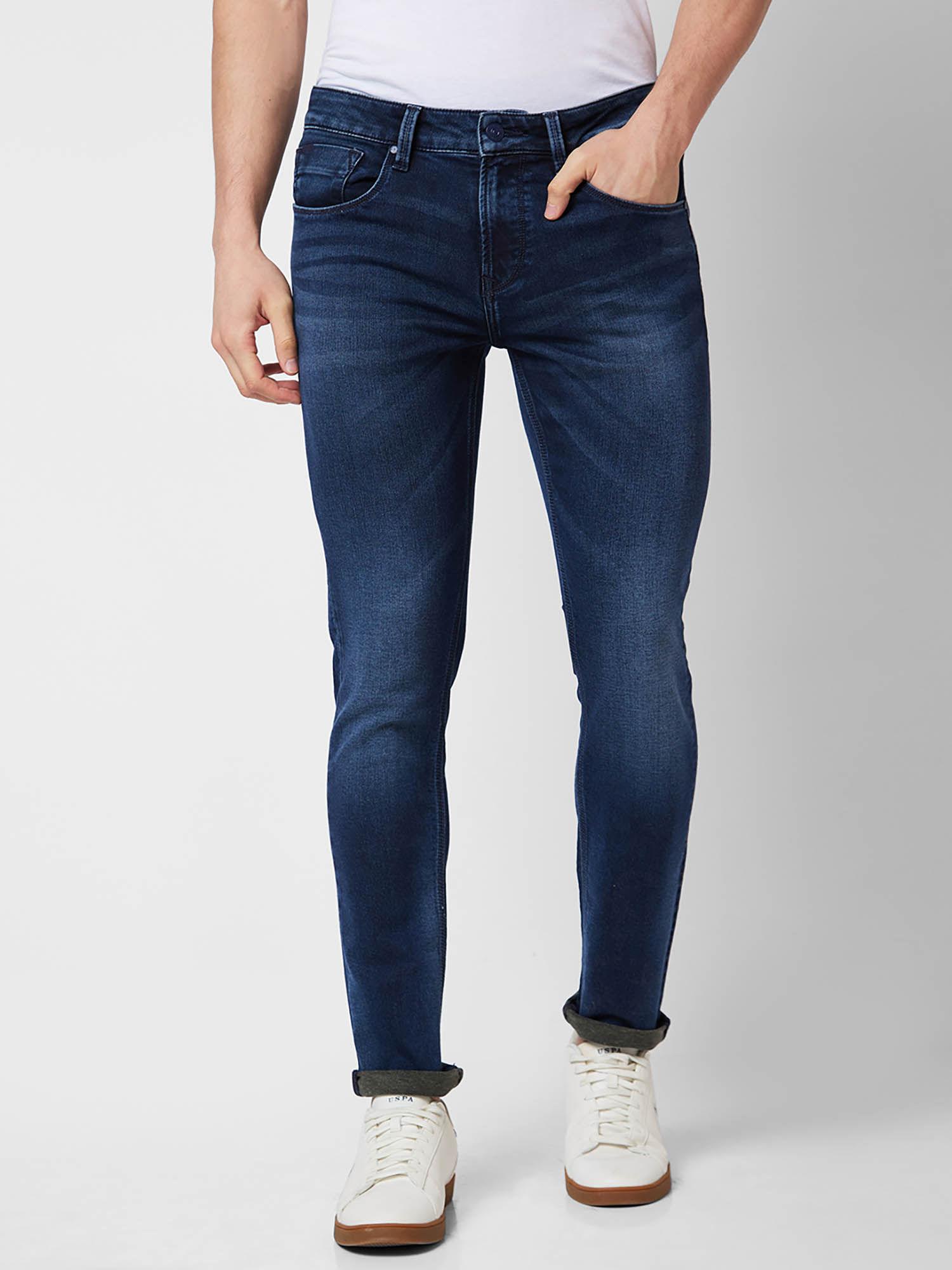 Low Rise Slim Fit Blue Jeans for Men