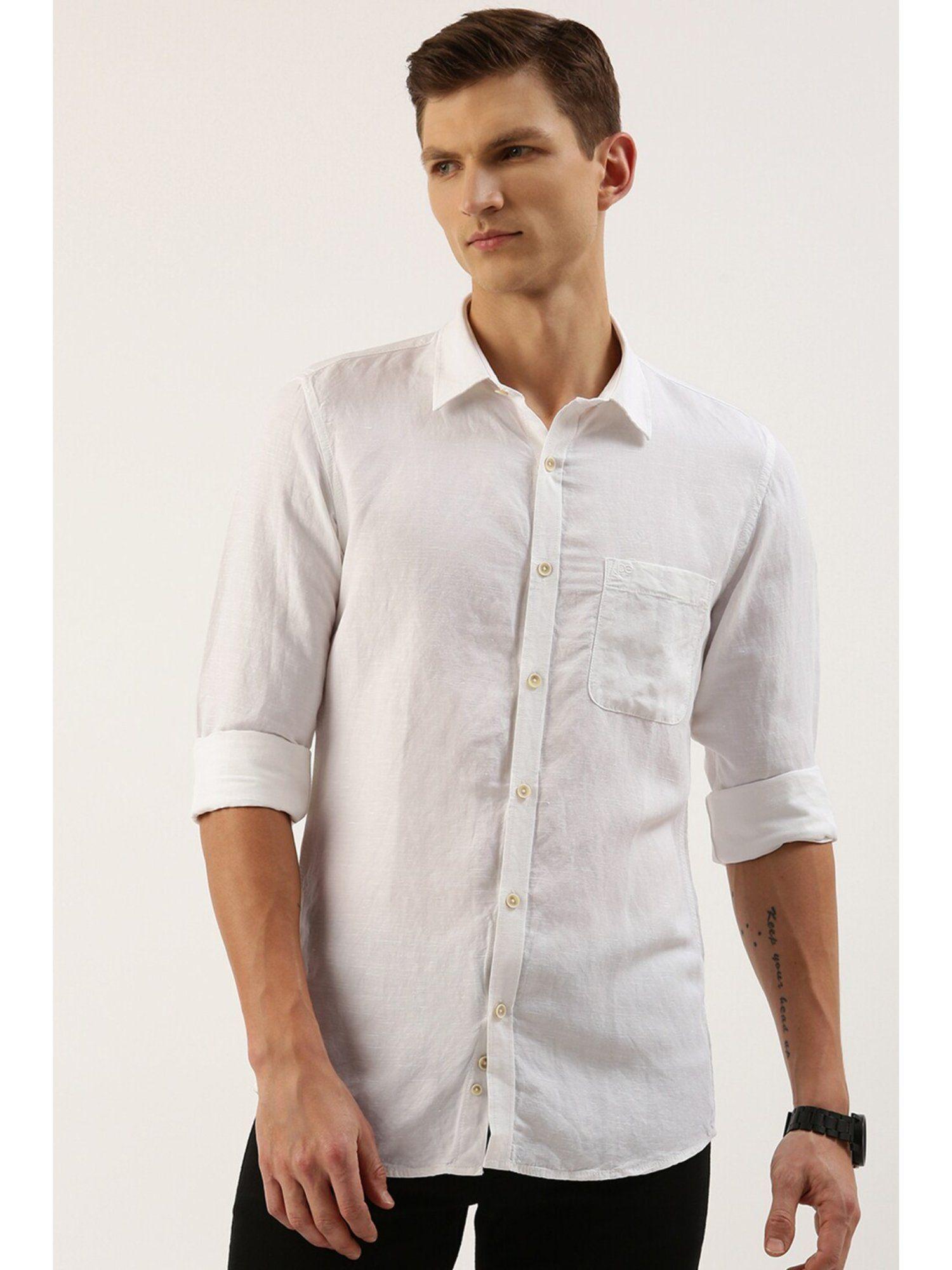 men-white-slim-fit-casual-shirt