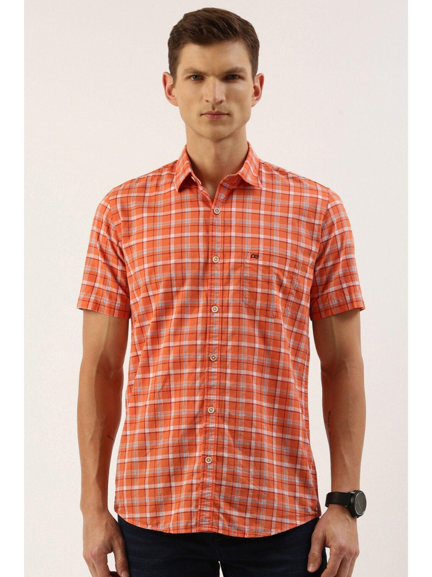 men-orange-slim-fit-casual-shirt