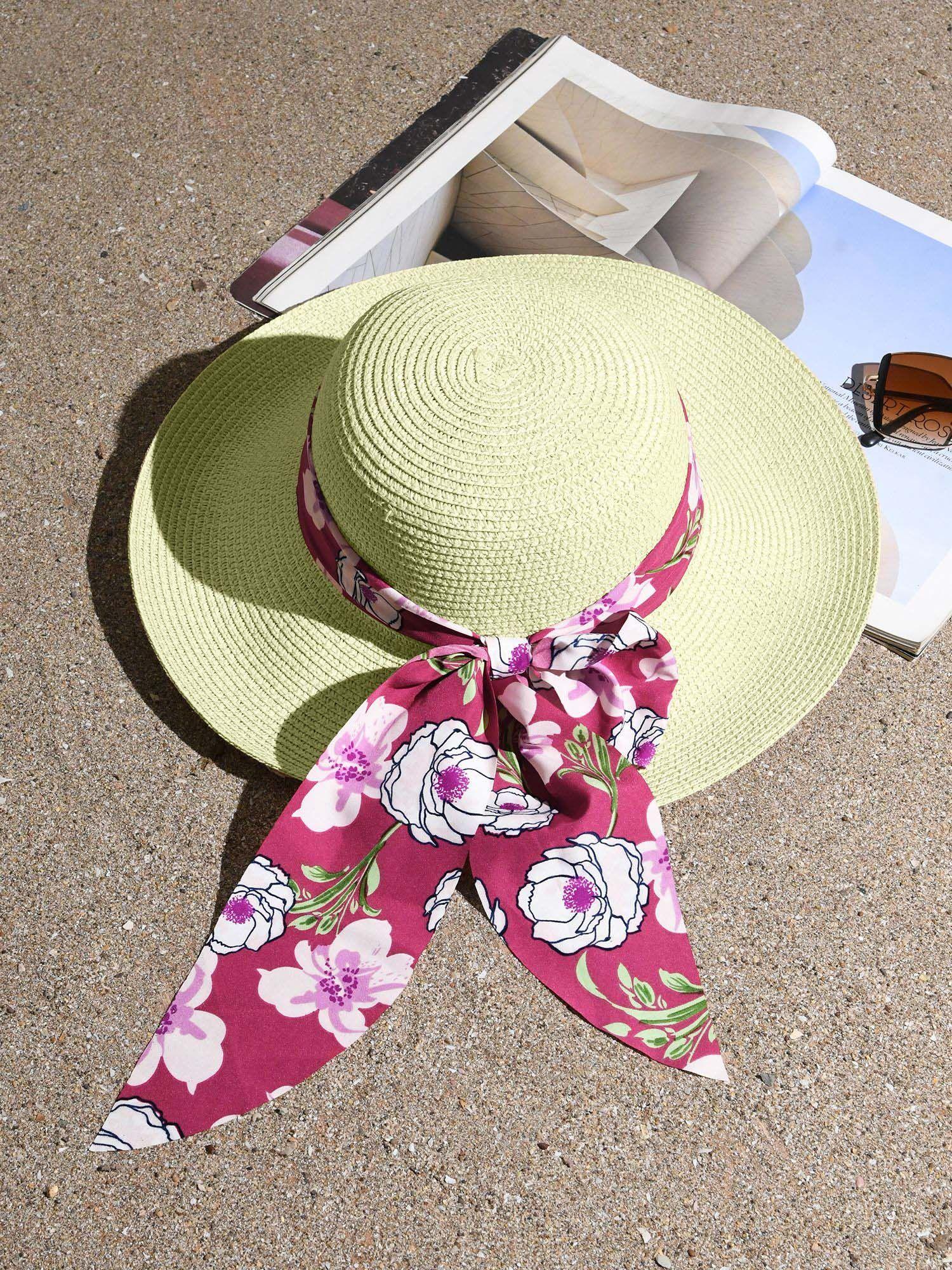 Stylish Maroon Printed Scarf Summer Beach Hats for Women