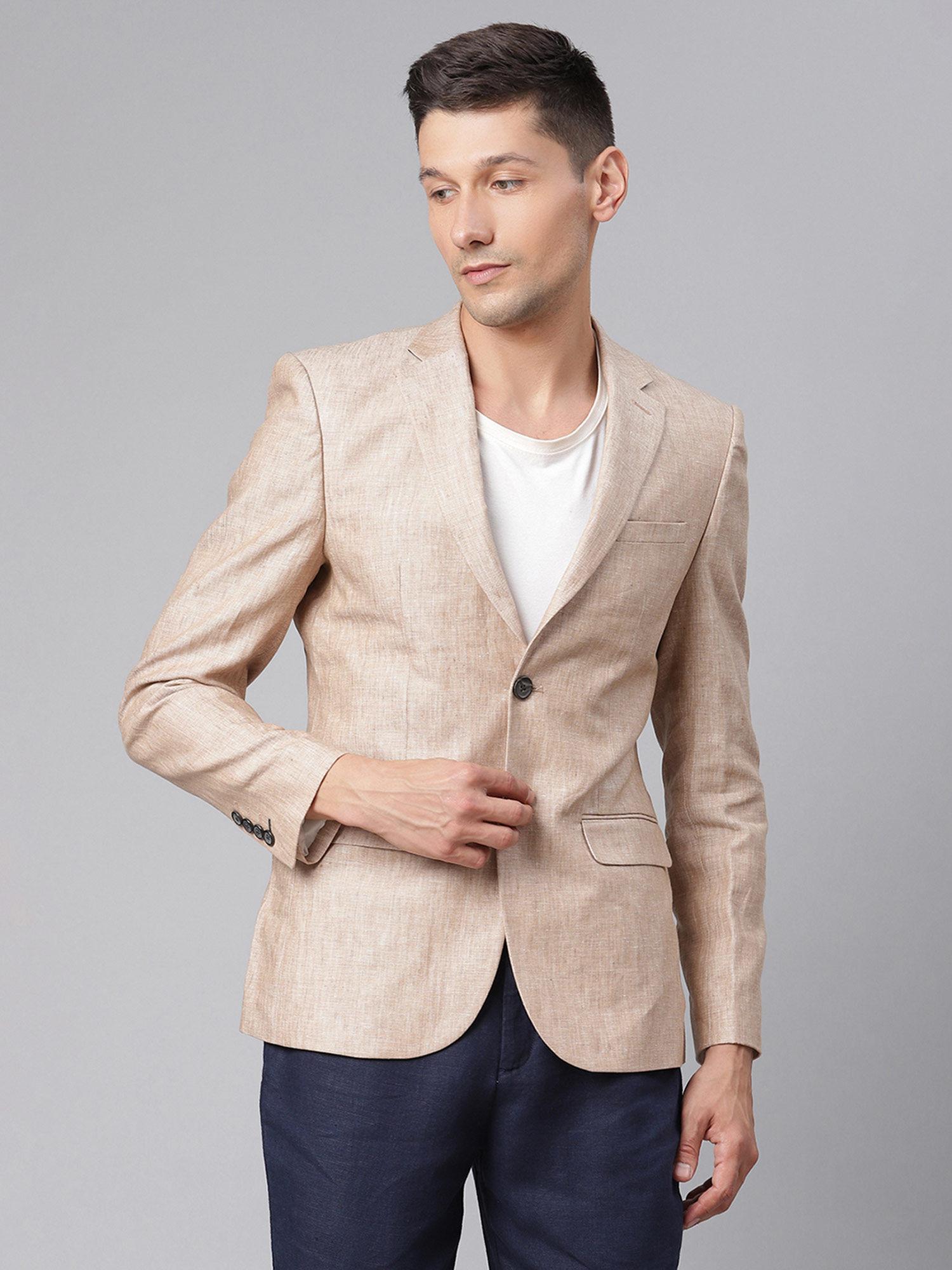 brown-solid-notched-lapel-blazer